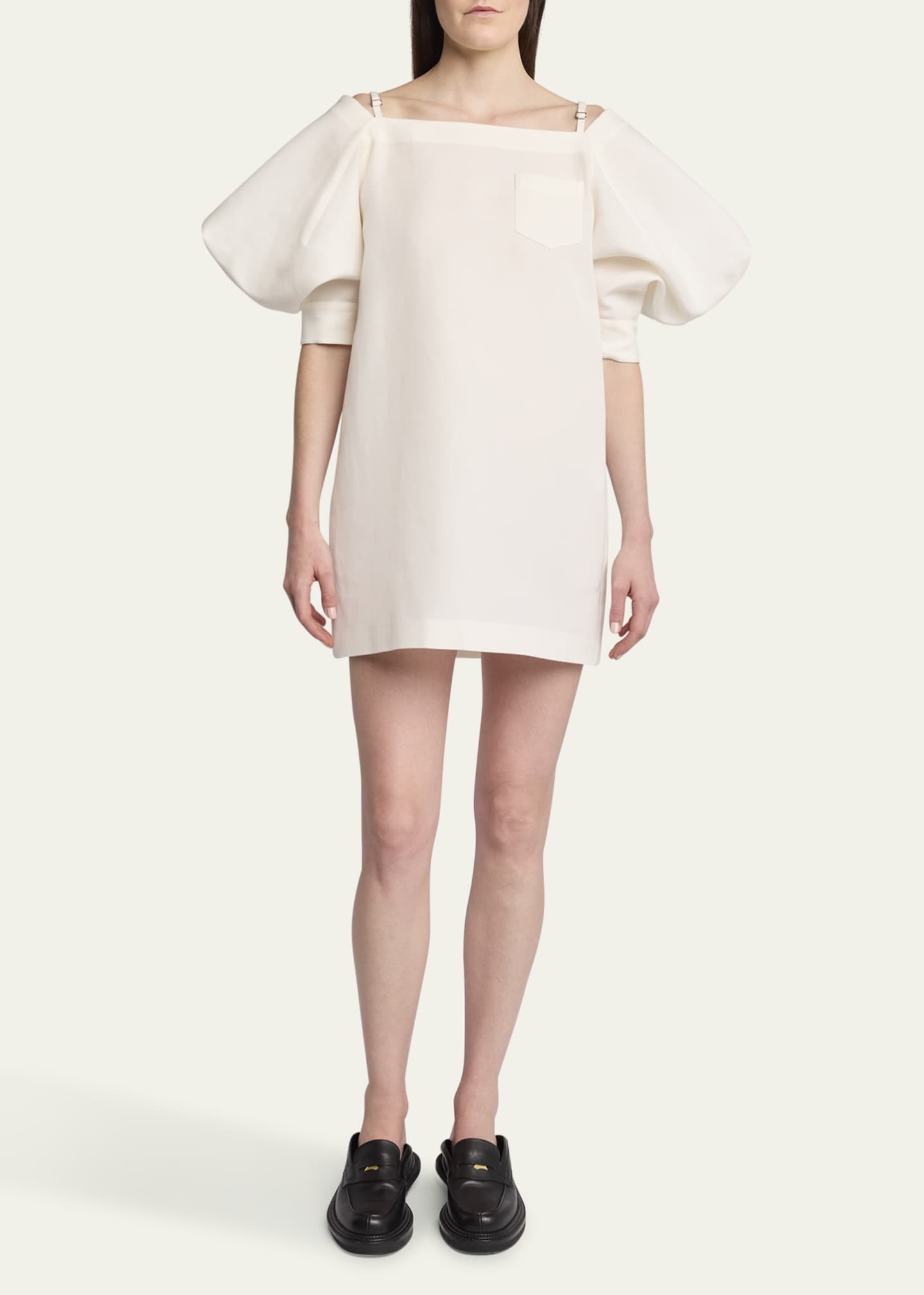 SACAI Cold-Shoulder Puff Sleeve Mini Dress Image 2 of 5
