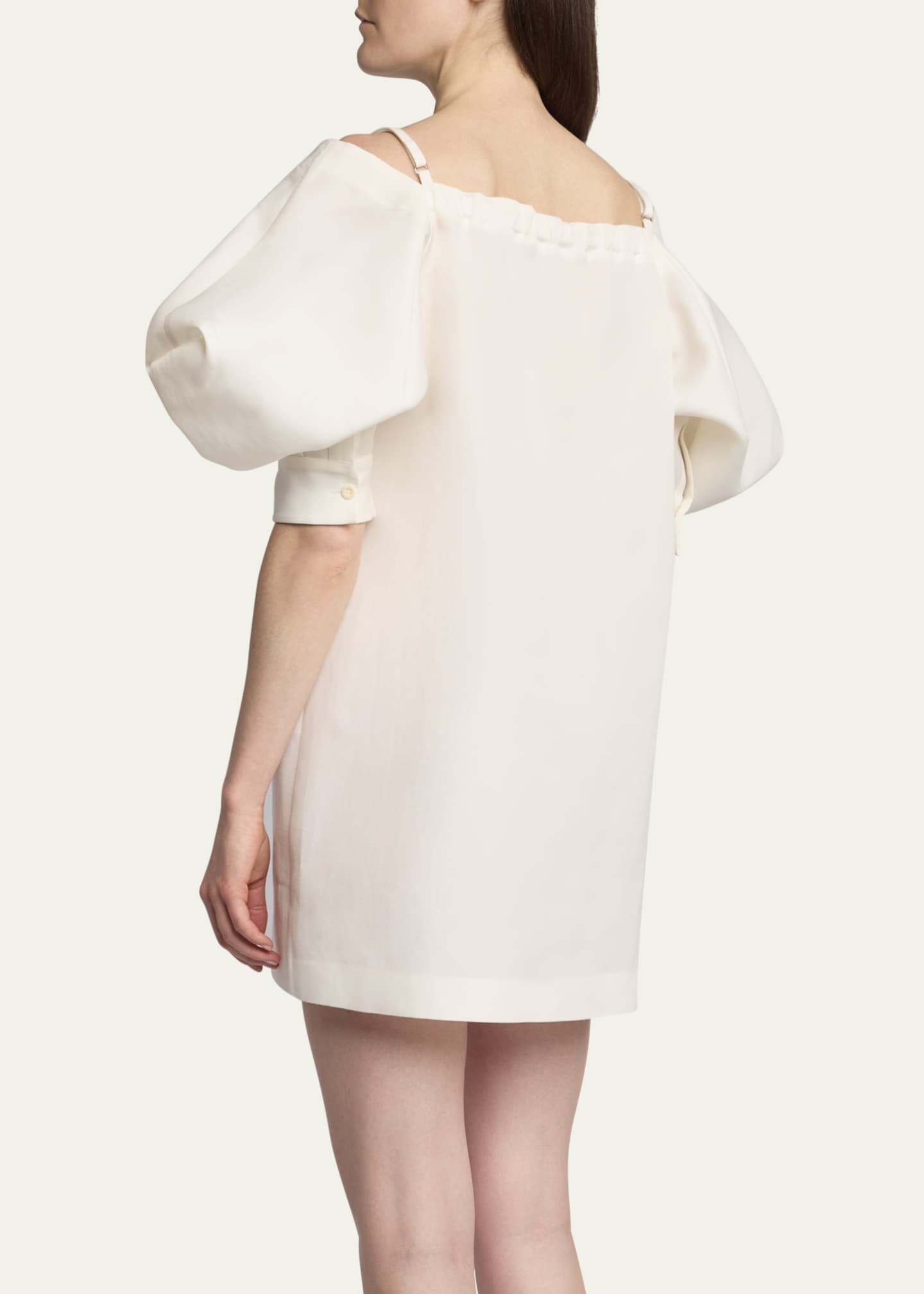 SACAI Cold-Shoulder Puff Sleeve Mini Dress Image 3 of 5