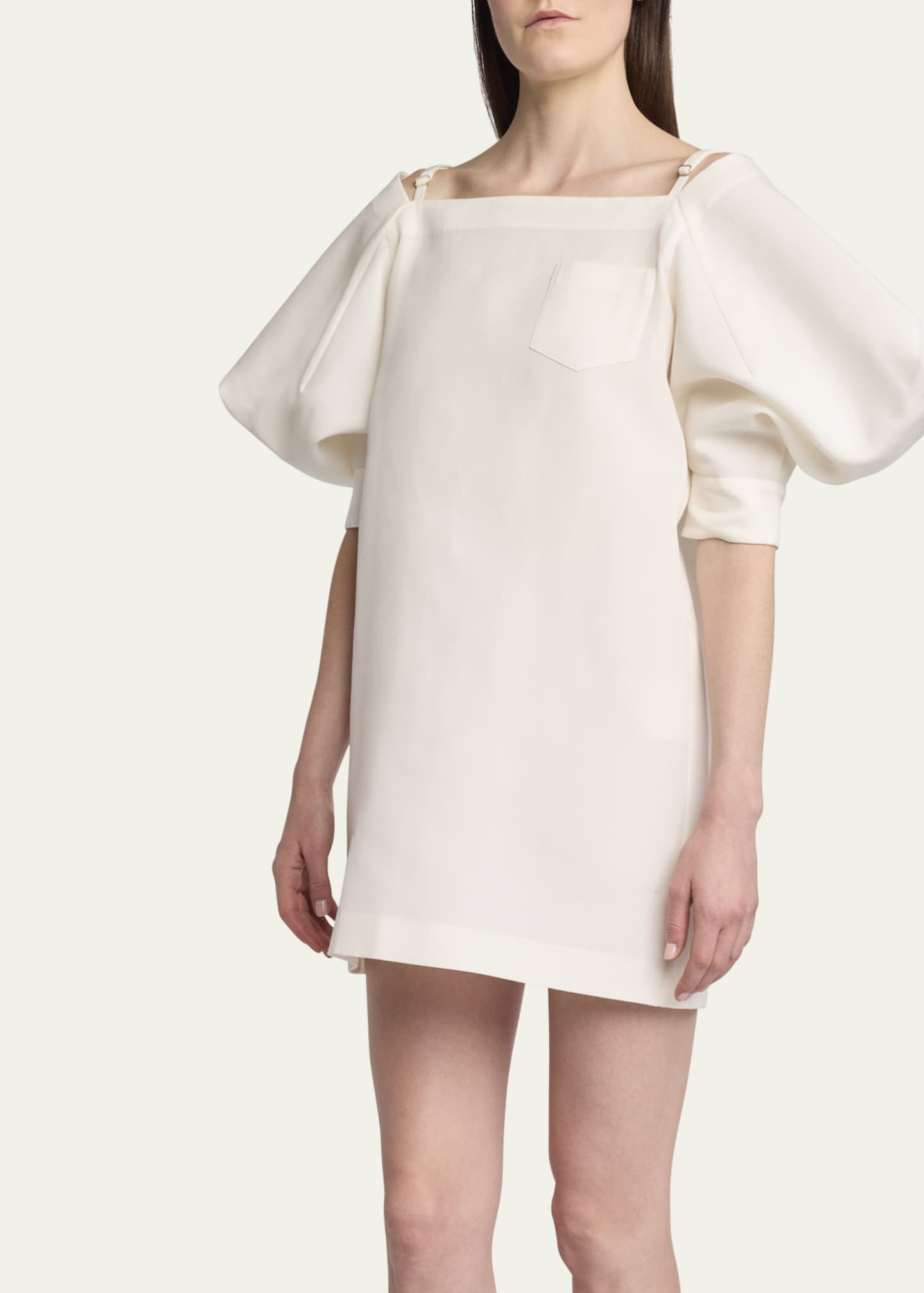 SACAI Cold-Shoulder Puff Sleeve Mini Dress Image 4 of 5