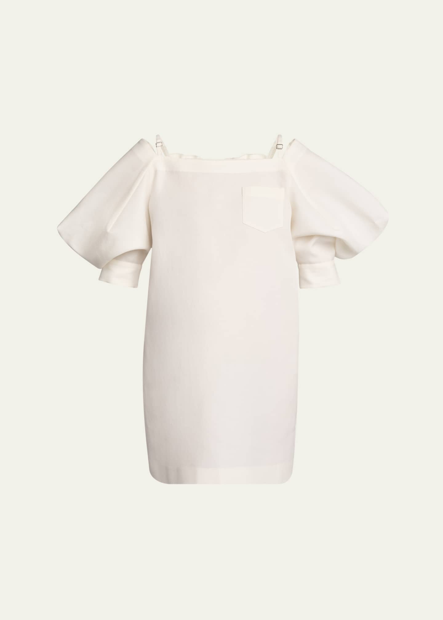 SACAI Cold-Shoulder Puff Sleeve Mini Dress Image 1 of 5