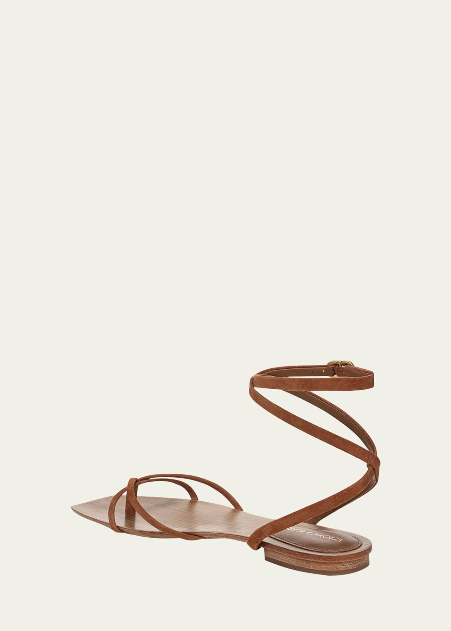 Veronica Beard Allegra Suede Flat Ankle-Strap Sandals Image 3 of 5