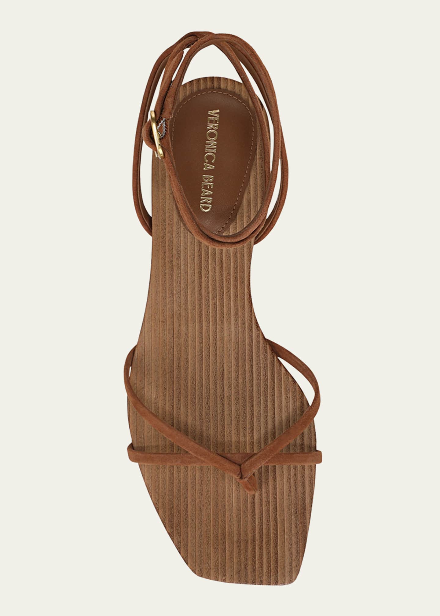 Veronica Beard Allegra Suede Flat Ankle-Strap Sandals Image 5 of 5