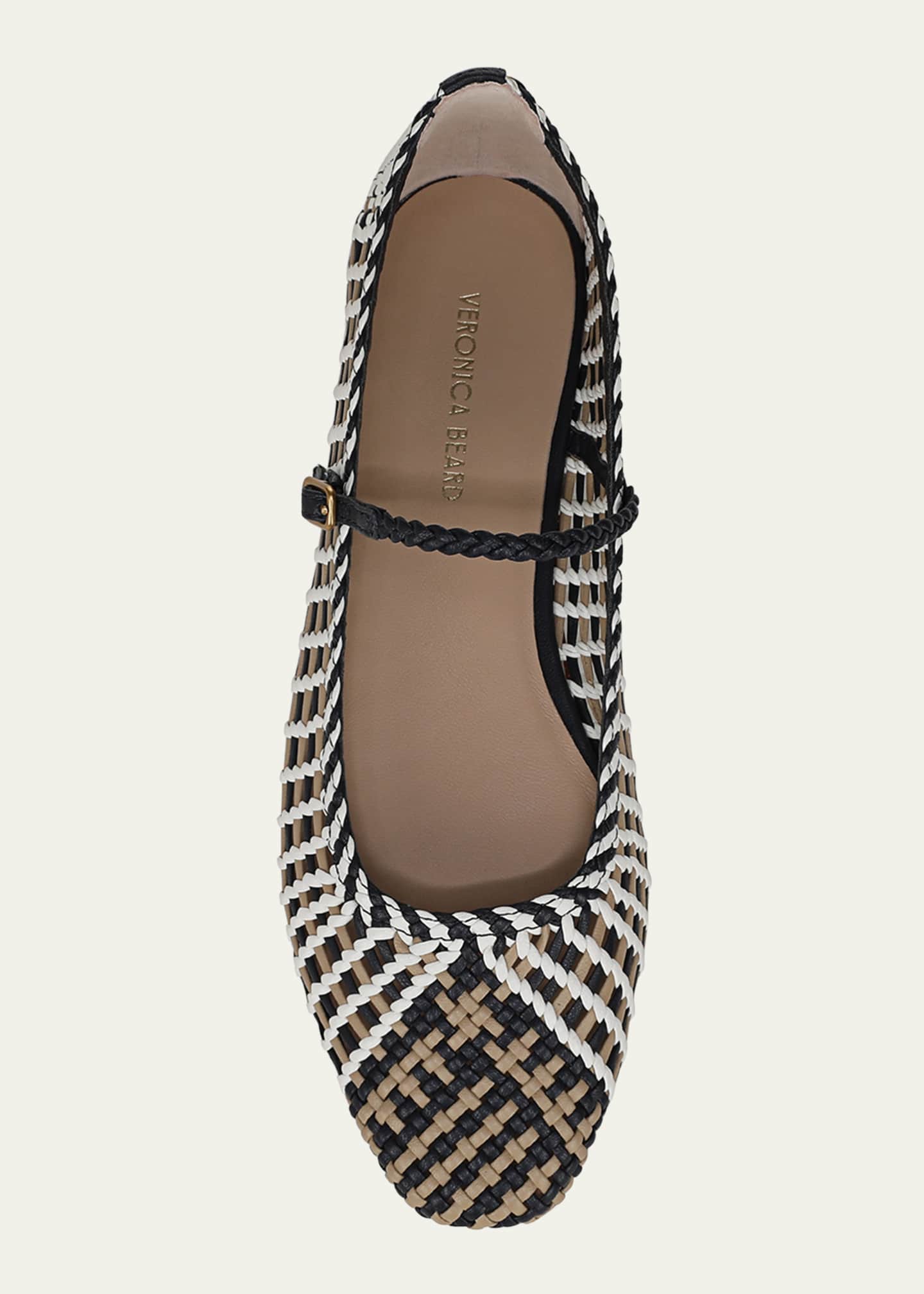 Veronica Beard Ellie Woven Leather Mary Jane Flats Image 5 of 5