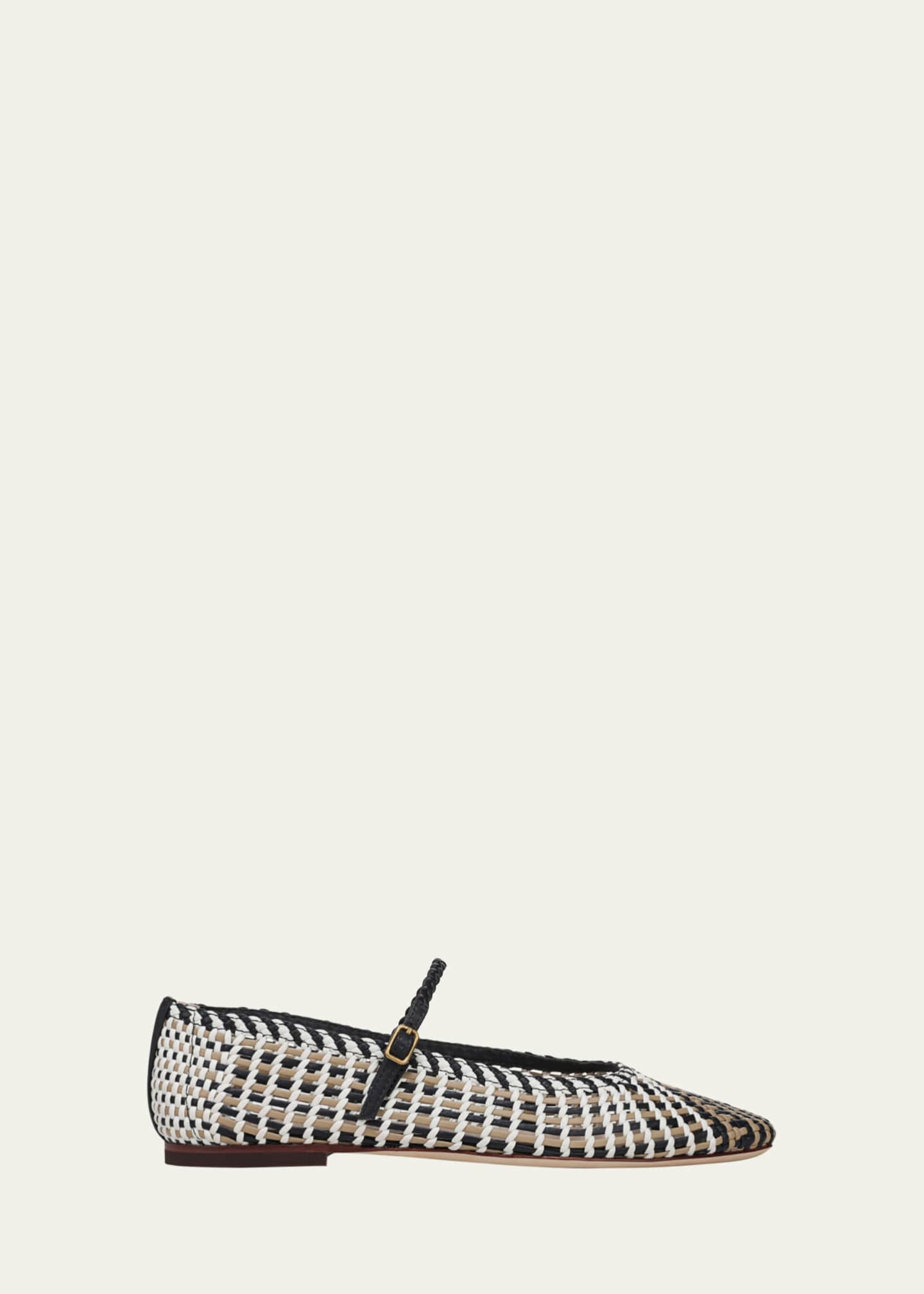 Veronica Beard Ellie Woven Leather Mary Jane Flats Image 1 of 5