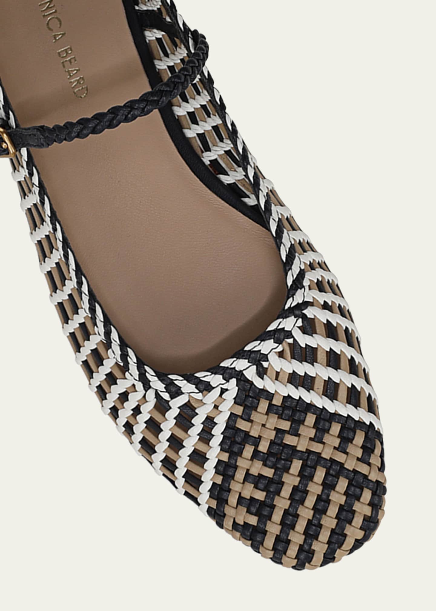 Veronica Beard Ellie Woven Leather Mary Jane Flats Image 4 of 5