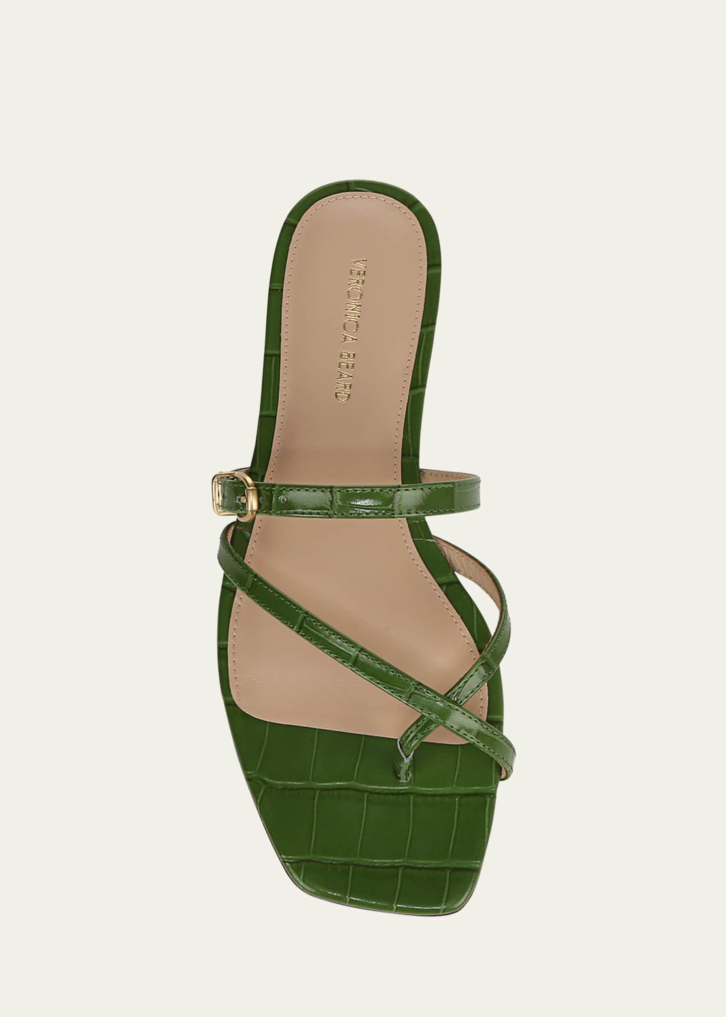Veronica Beard Marthe Croco Crisscross Buckle Flat Slide Sandals Image 3 of 3