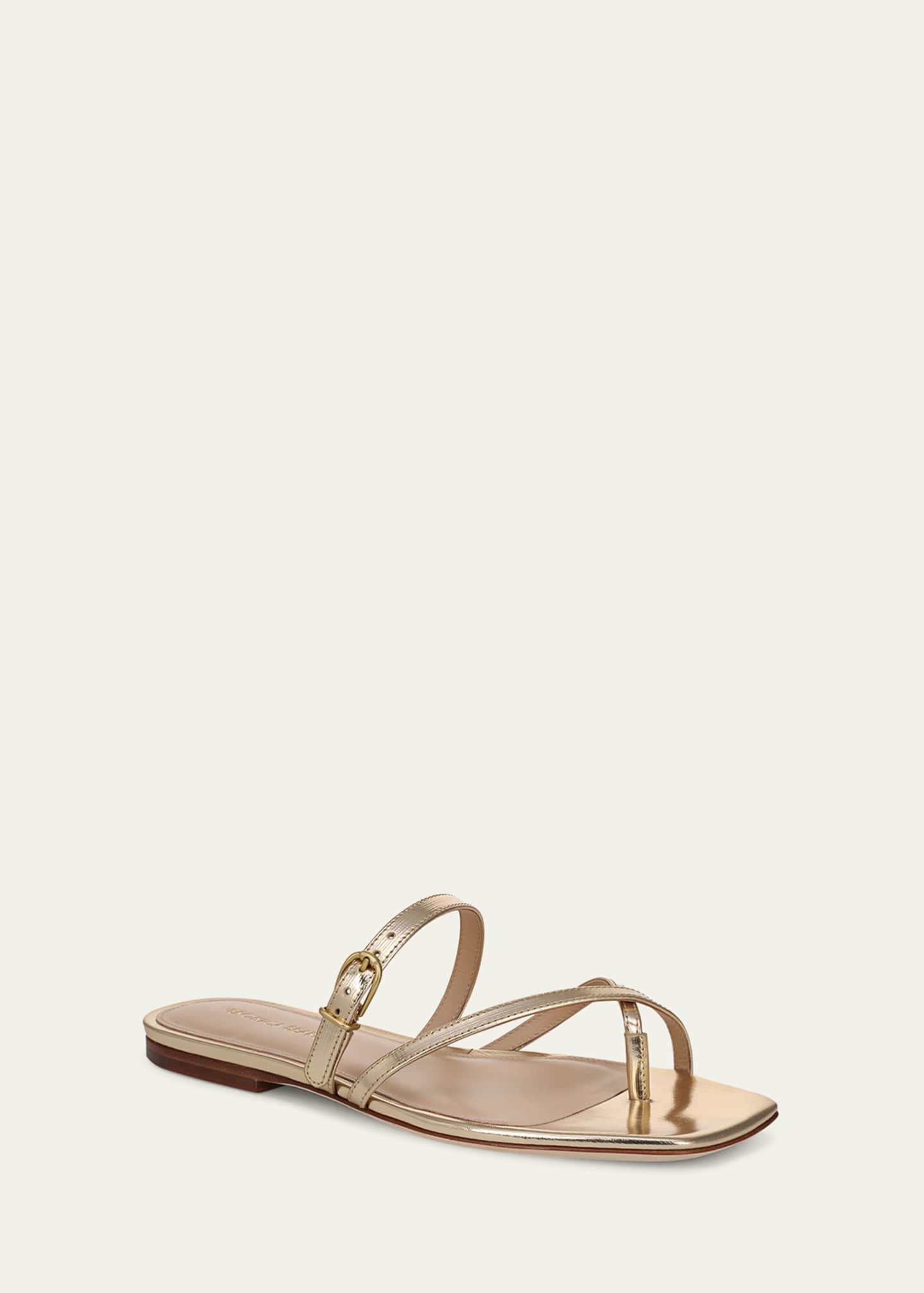 Veronica Beard Marthe Metallic Crisscross Buckle Flat Slide Sandals Image 2 of 3