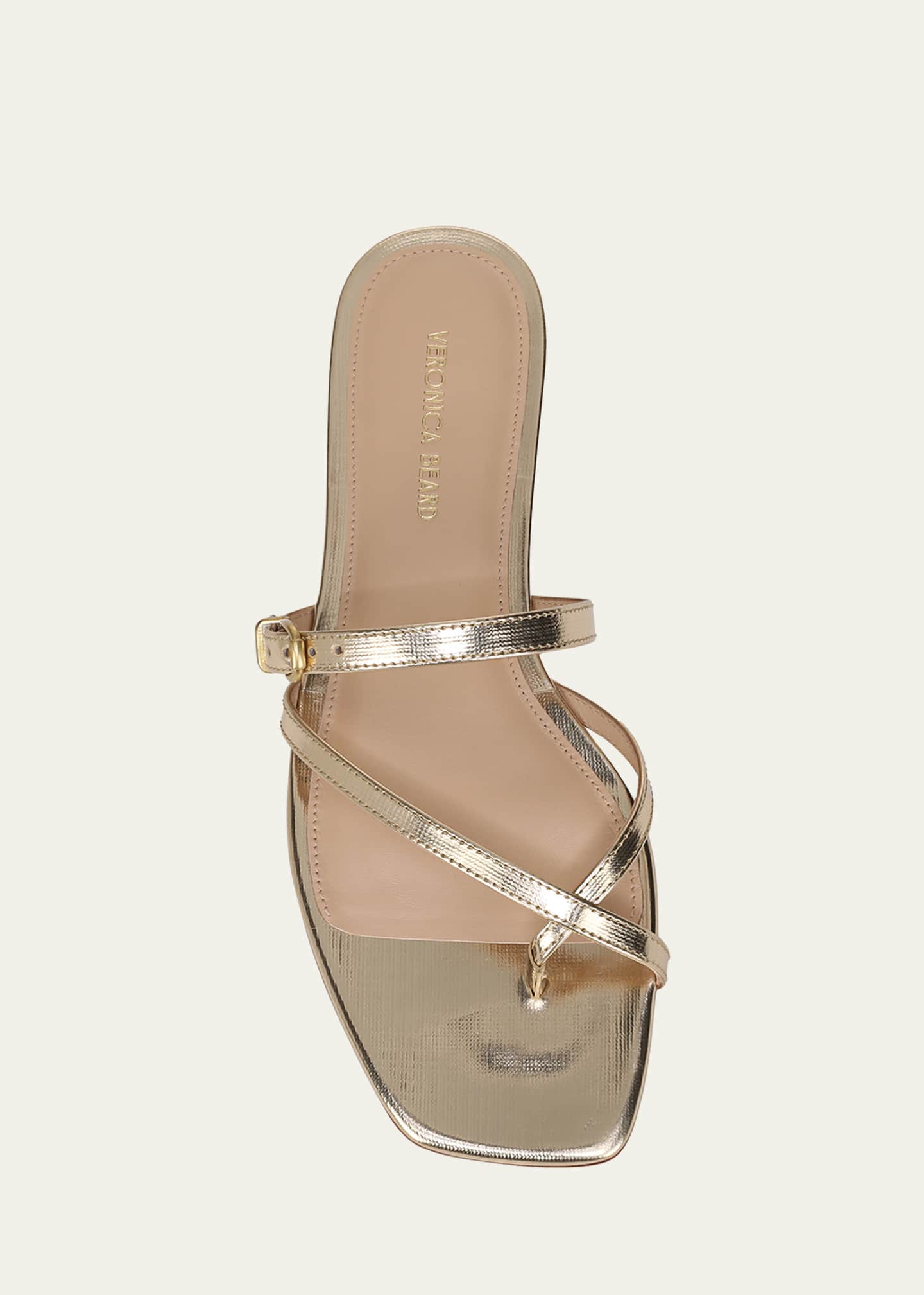 Veronica Beard Marthe Metallic Crisscross Buckle Flat Slide Sandals Image 3 of 3