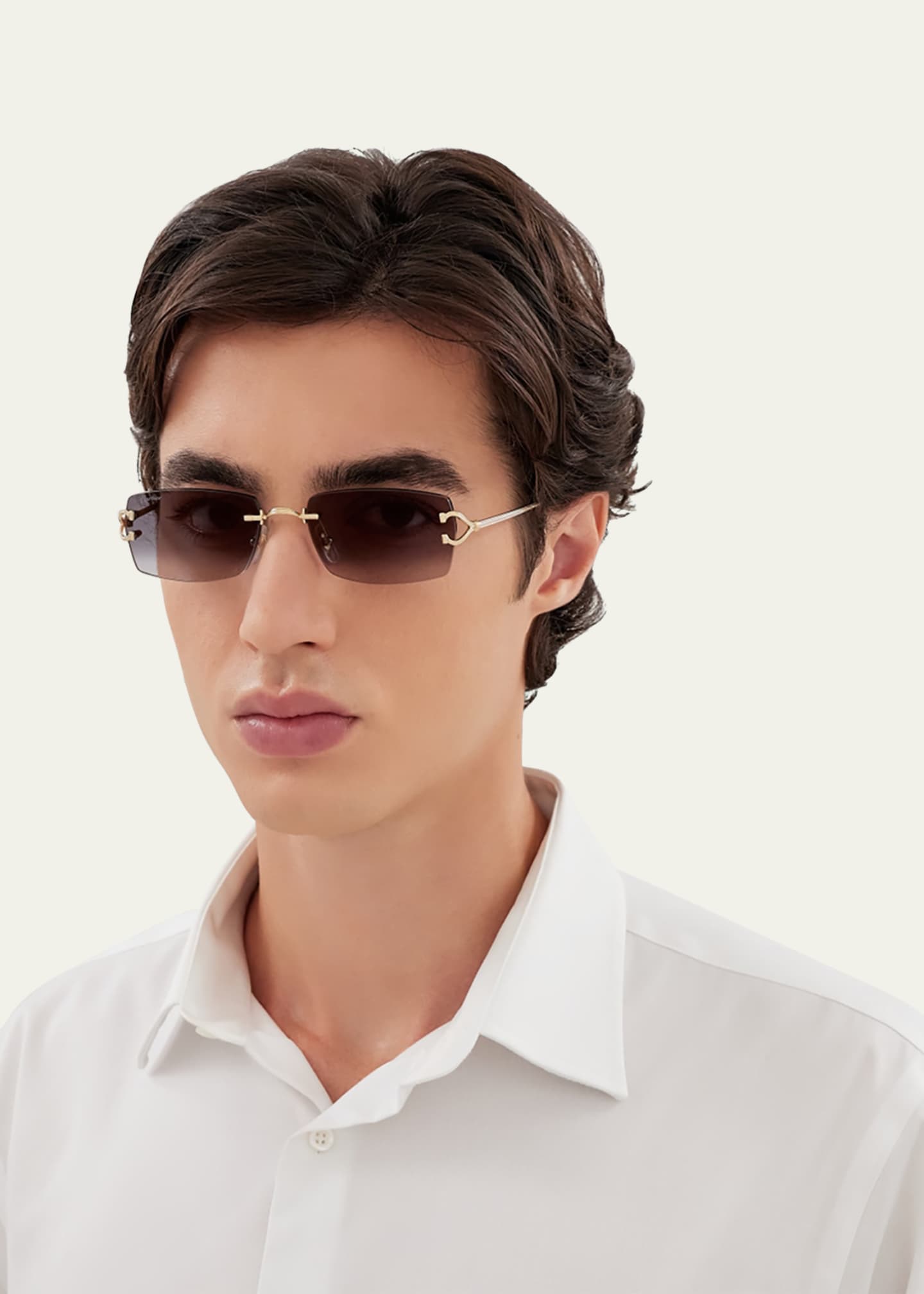 Cartier Men's CT0550SM Metal Rectangle Sunglasses Image 3 of 4