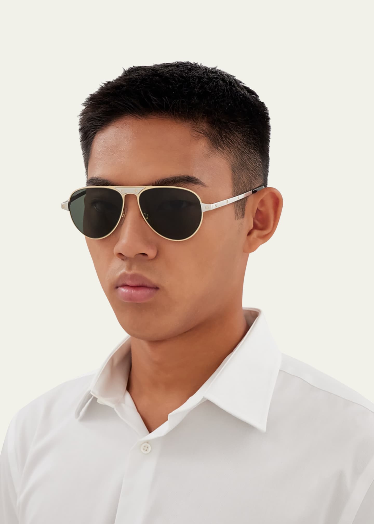 Cartier Men's CT0533SM Metal Aviator Sunglasses Image 3 of 4
