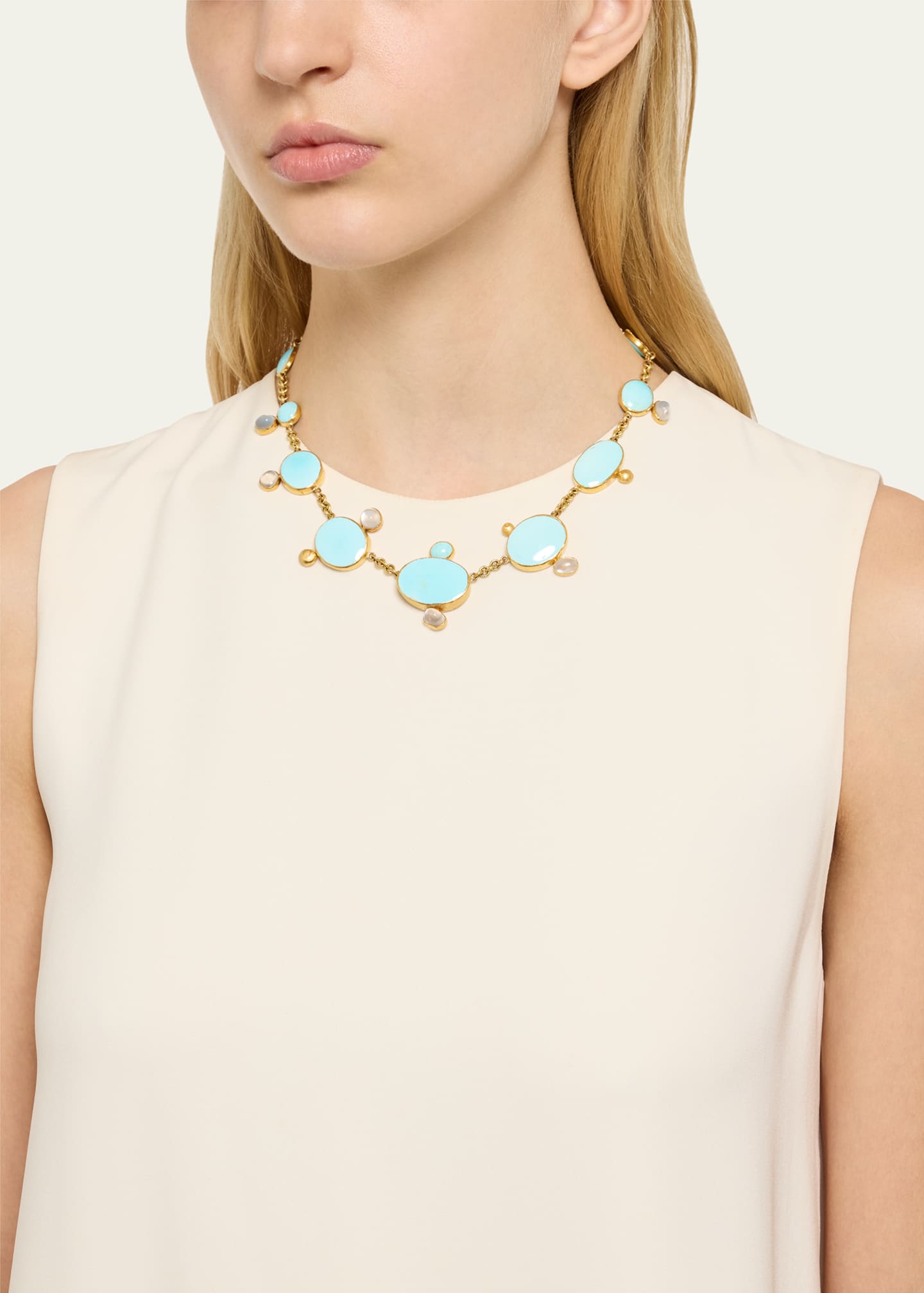 JUDY GEIB Pale Persian Turquoise and Moonstone Necklace Image 2 of 4