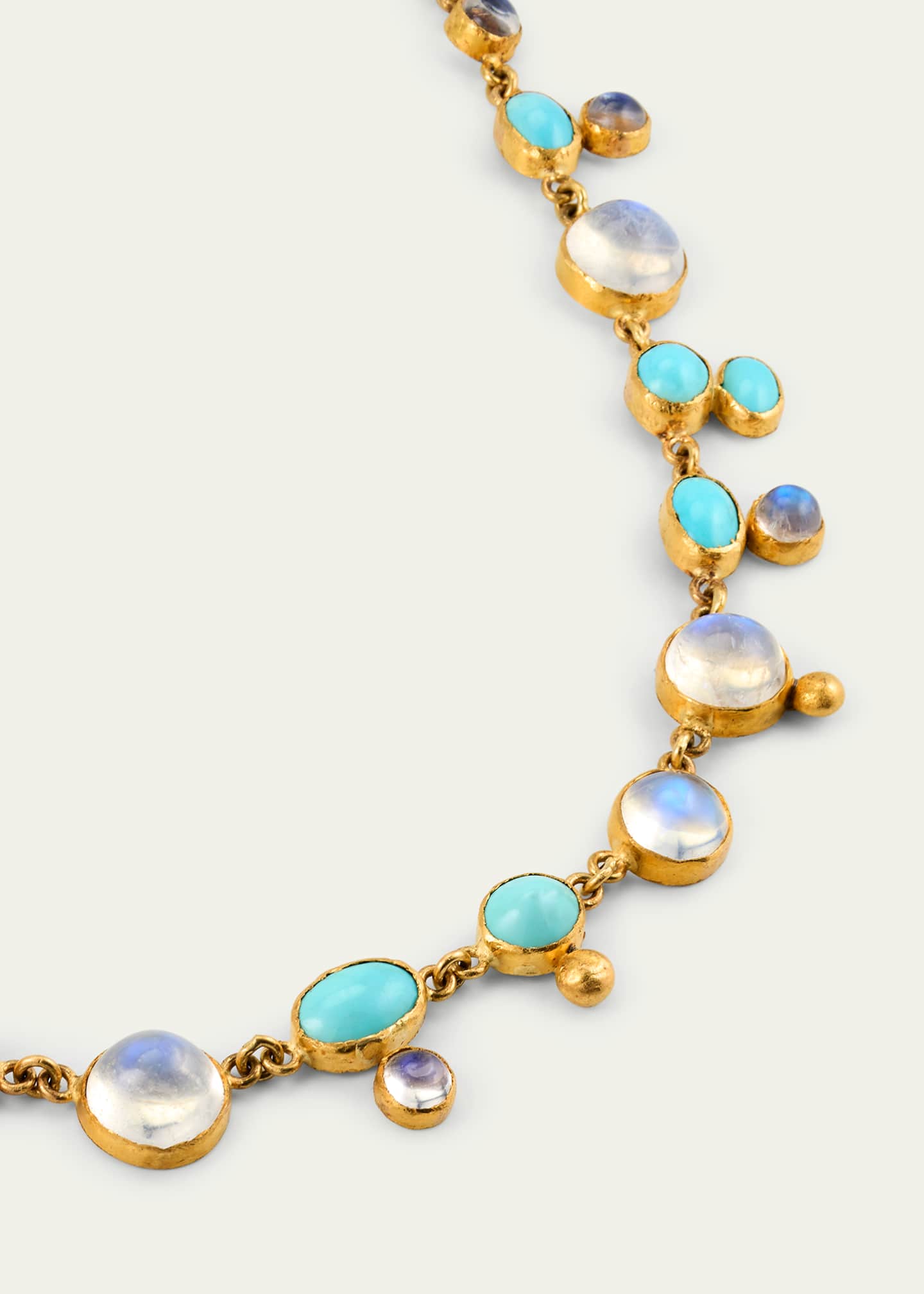 JUDY GEIB Delicate Moonstone, Gold Blob and Persian Turquoise Necklace, 17"L Image 3 of 4