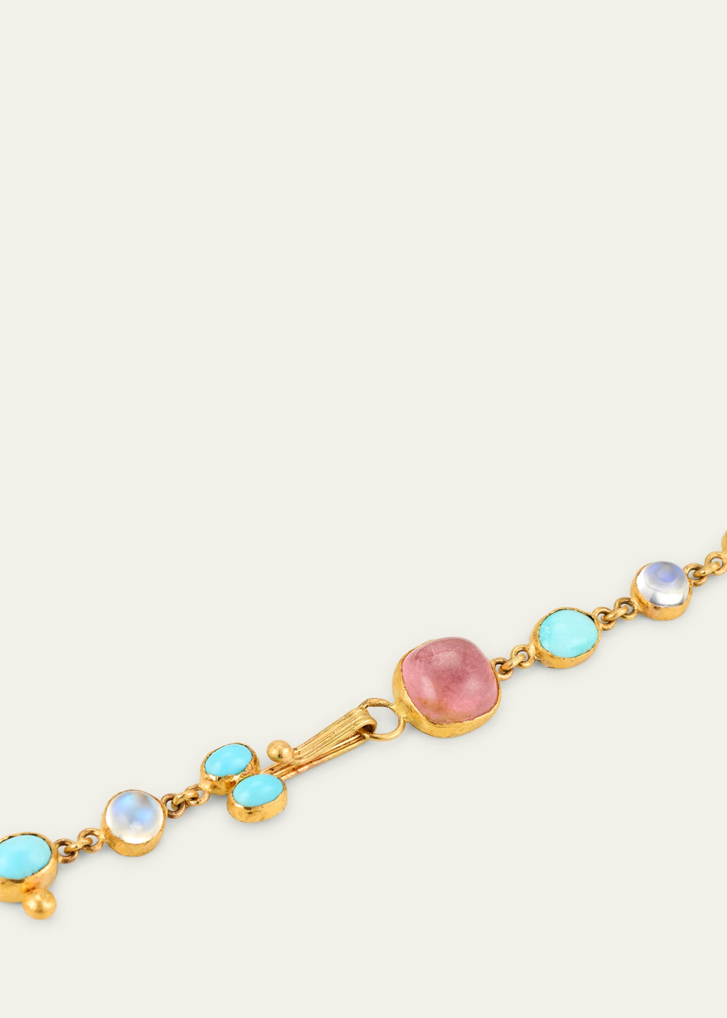 JUDY GEIB Delicate Moonstone, Gold Blob and Persian Turquoise Necklace, 17"L Image 4 of 4