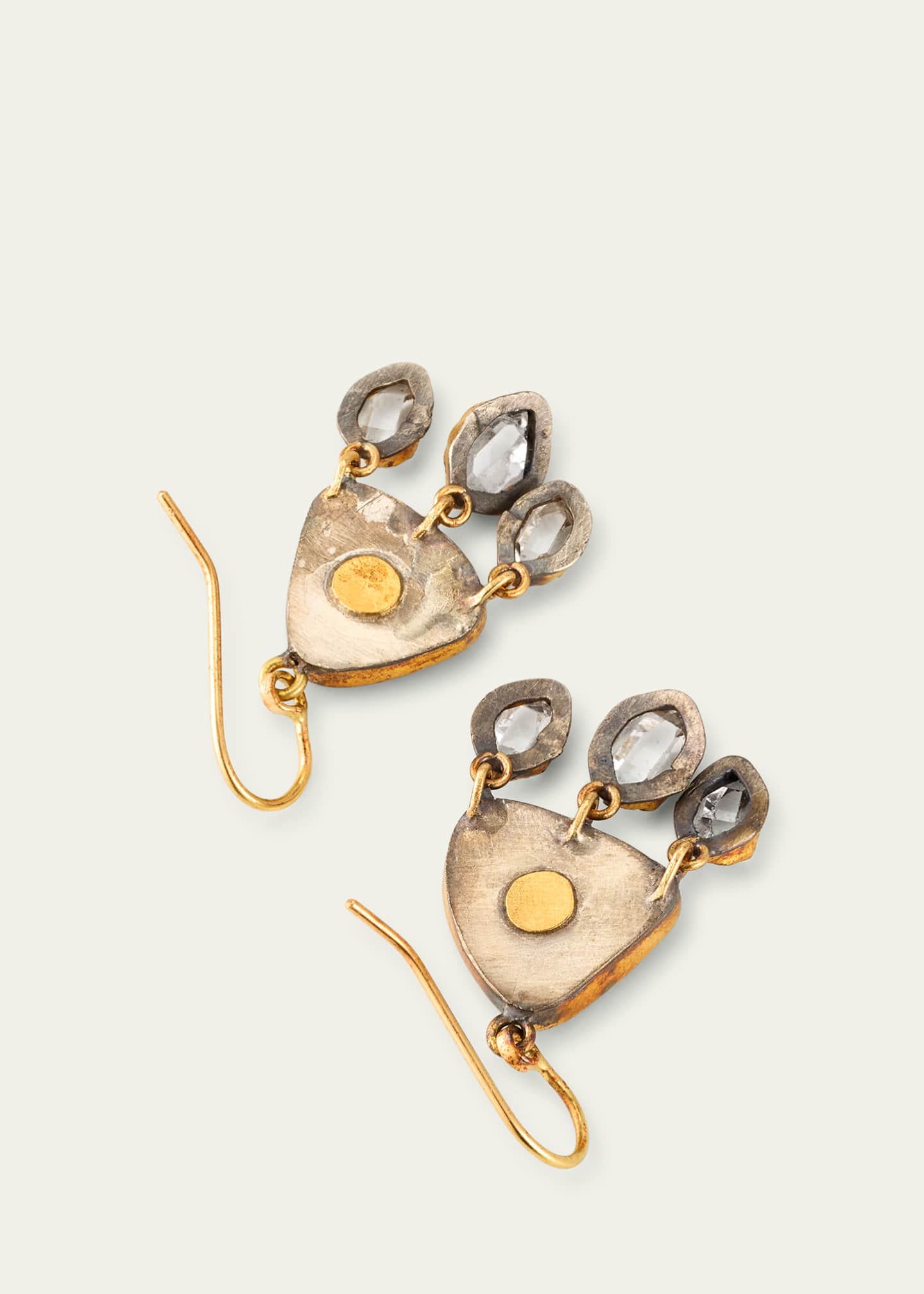 JUDY GEIB Flashy Triangular Boulder Opal and Dangling Herkimer Diamond Drop Earrings Image 4 of 4