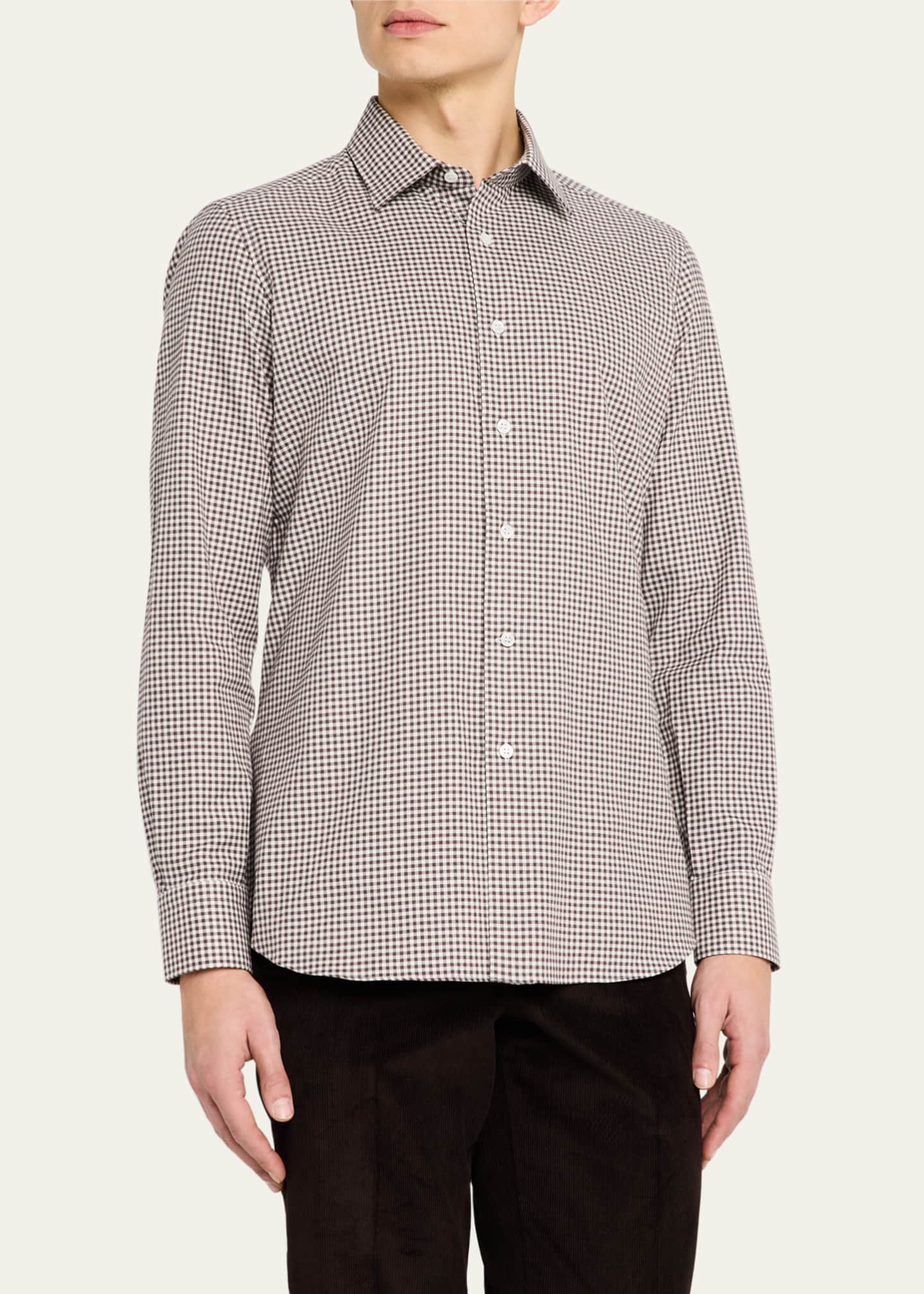 Anderson & Sheppard Men's Cotton Gingham Sport Shirt Image 4 of 5