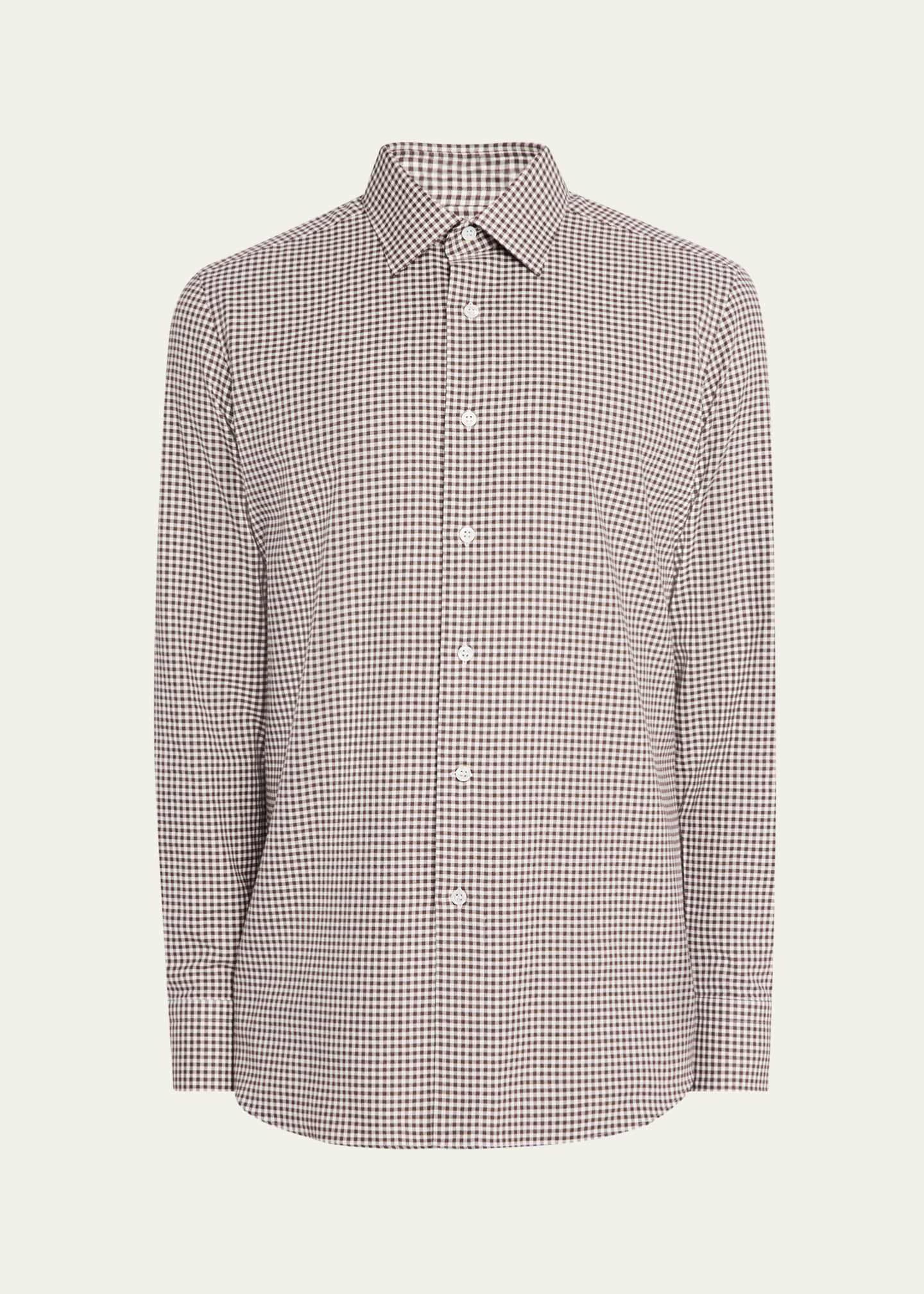 Anderson & Sheppard Men's Cotton Gingham Sport Shirt Image 1 of 5