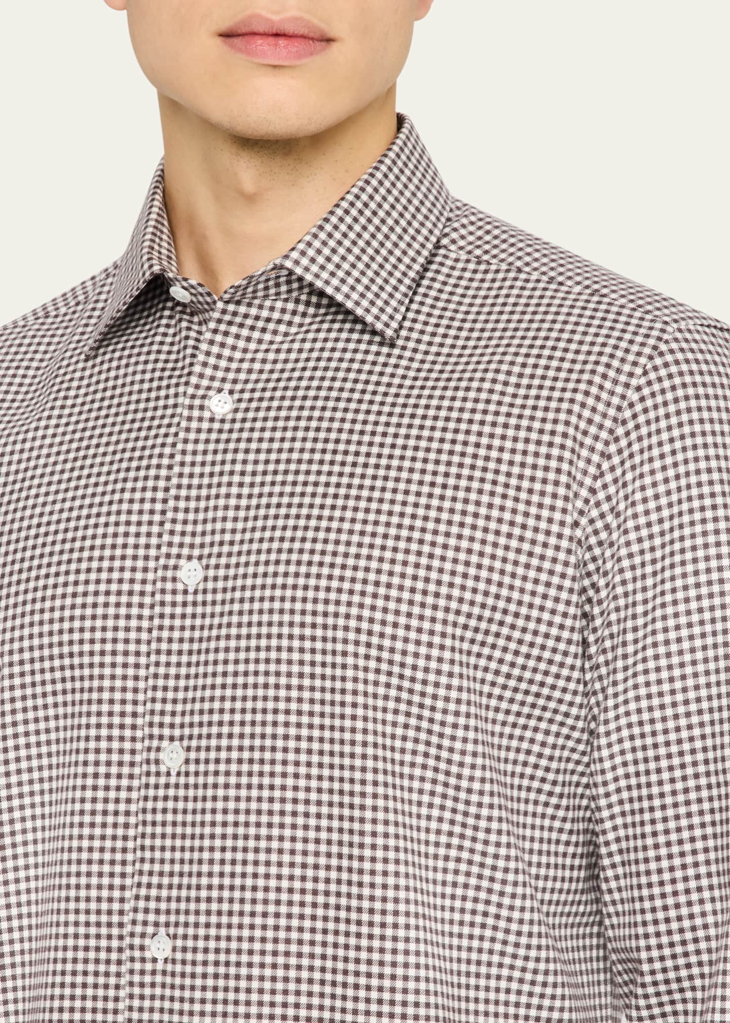 Anderson & Sheppard Men's Cotton Gingham Sport Shirt Image 5 of 5