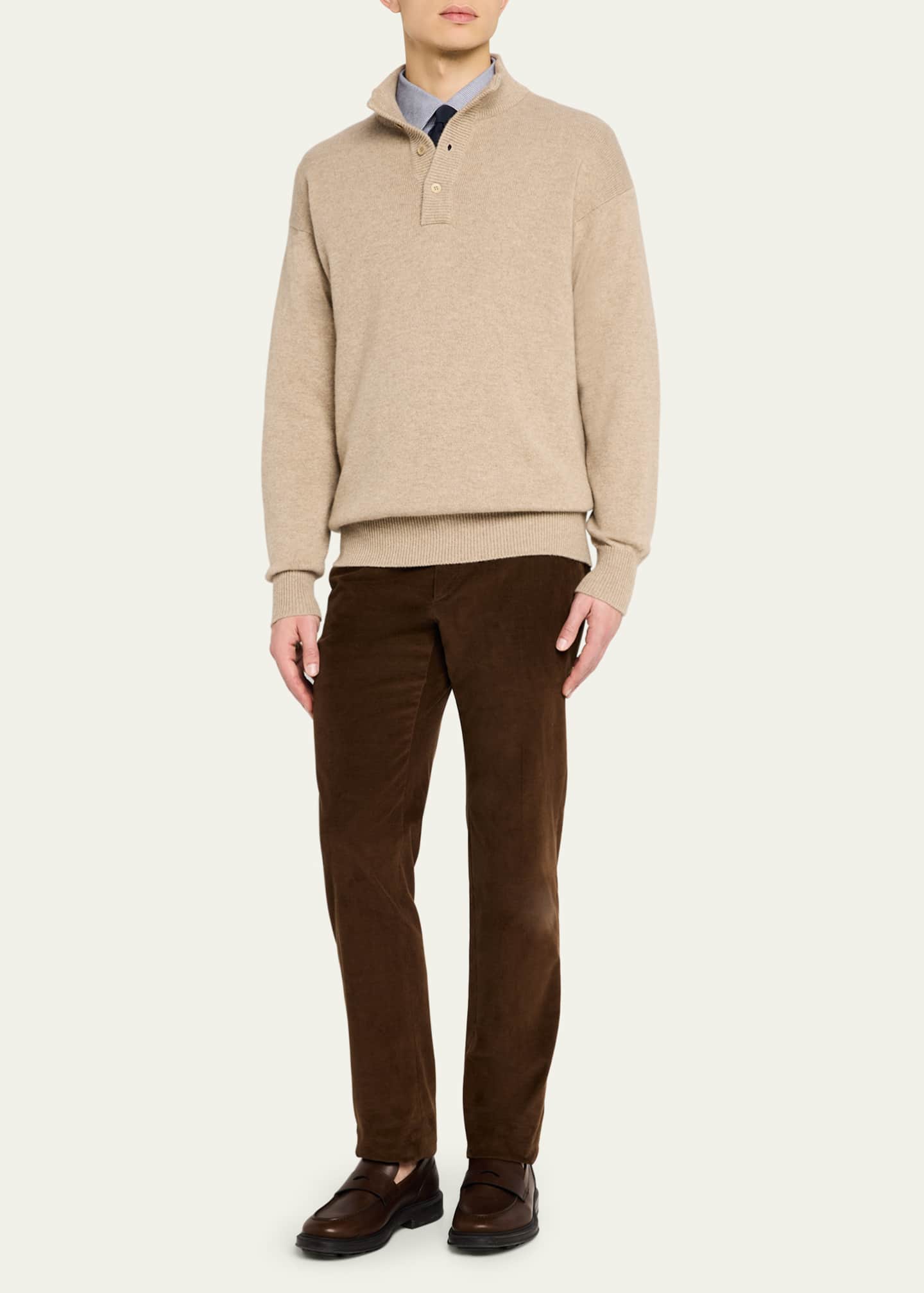 Anderson & Sheppard Men's Cashmere Quarter-Placket Sweater Image 2 of 5