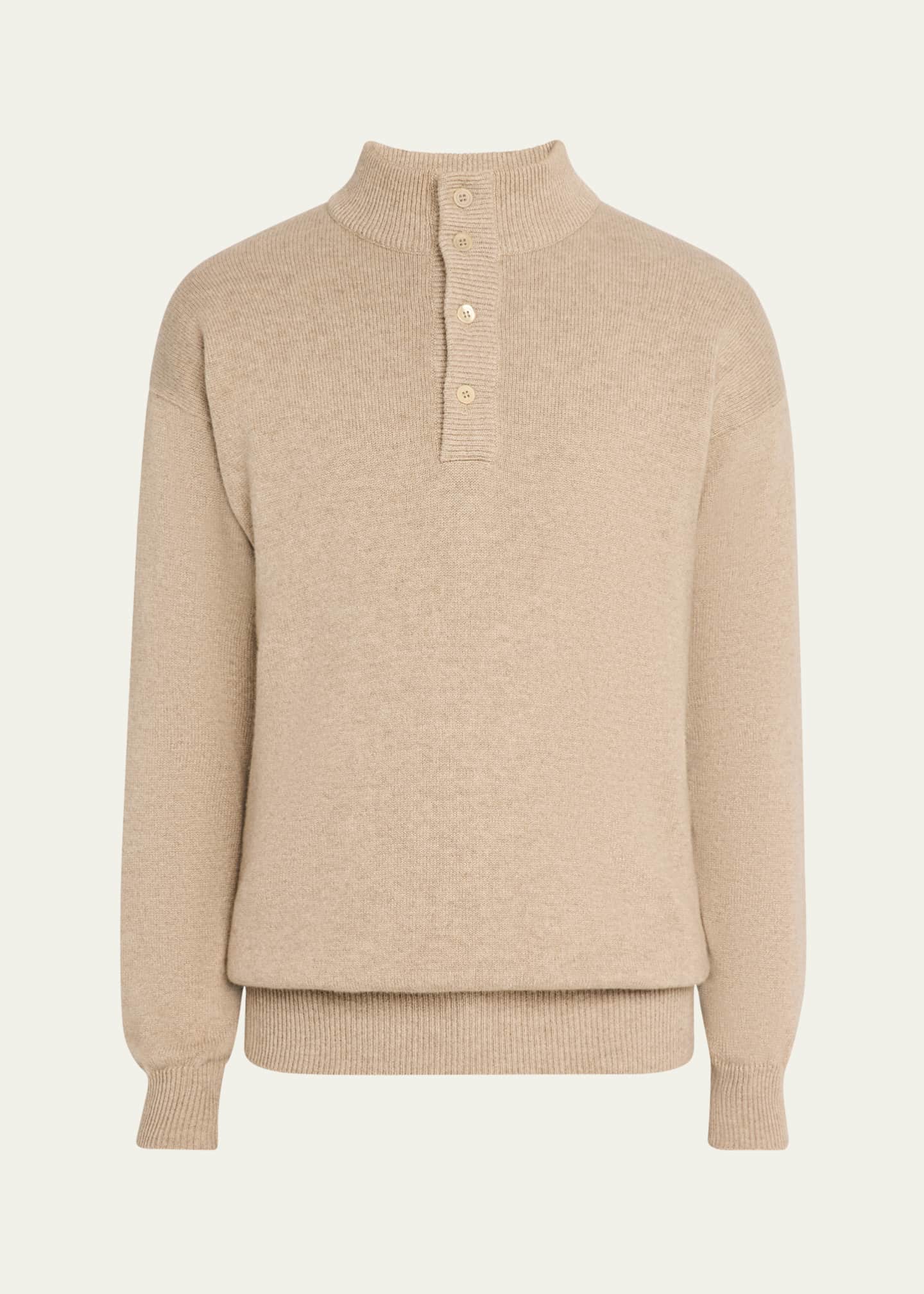 Anderson & Sheppard Men's Cashmere Quarter-Placket Sweater Image 1 of 5