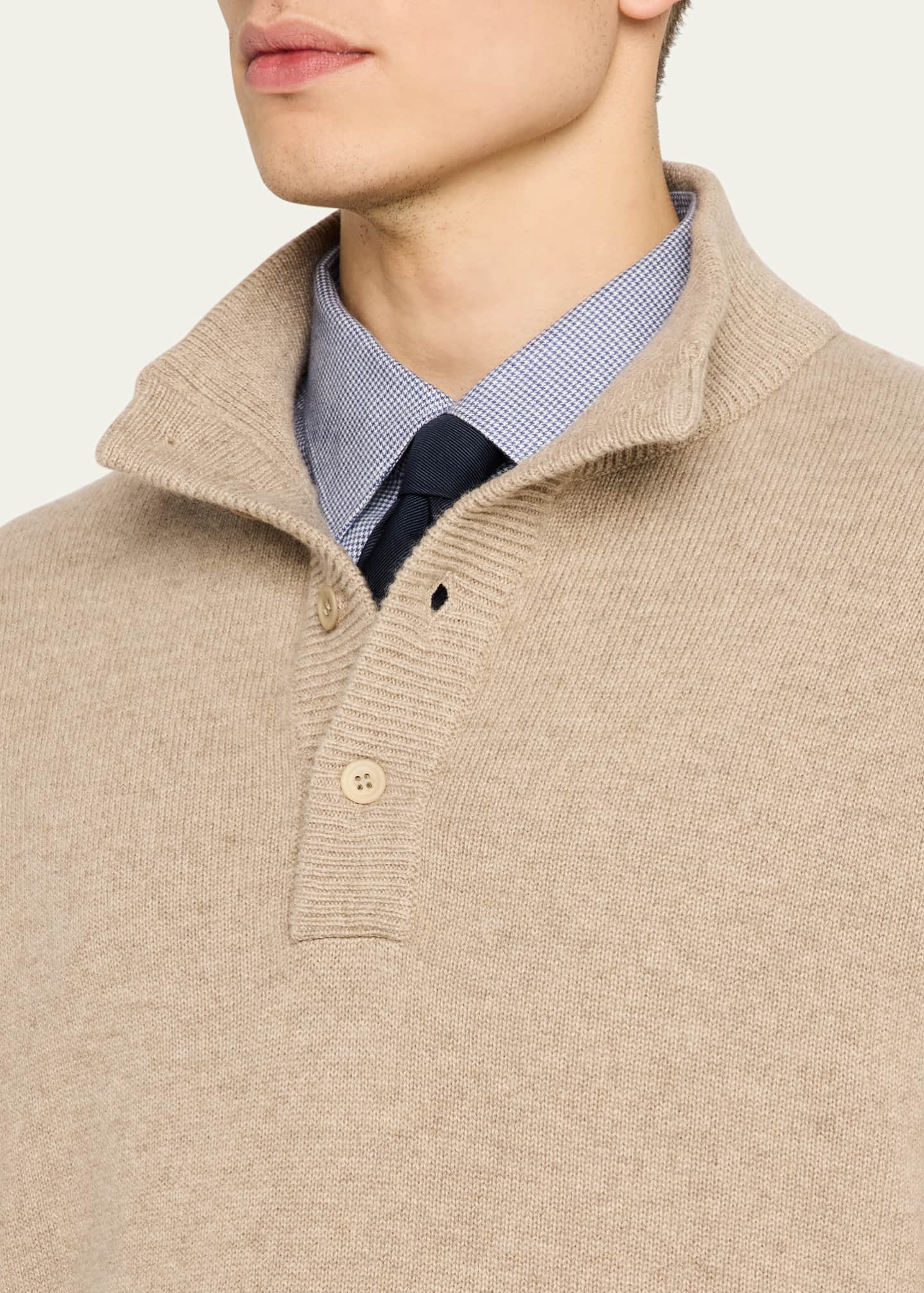 Anderson & Sheppard Men's Cashmere Quarter-Placket Sweater Image 5 of 5