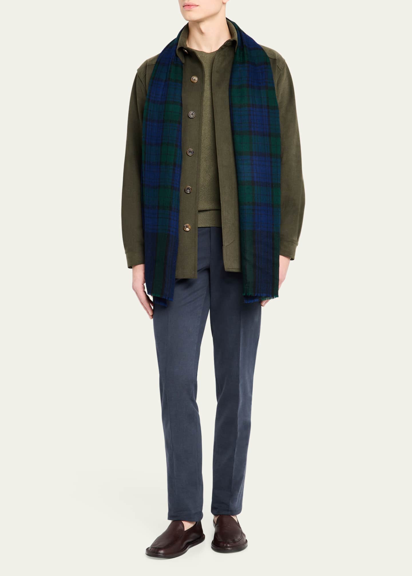 Anderson & Sheppard Men's Tartan Check Cashmere Scarf Image 2 of 4