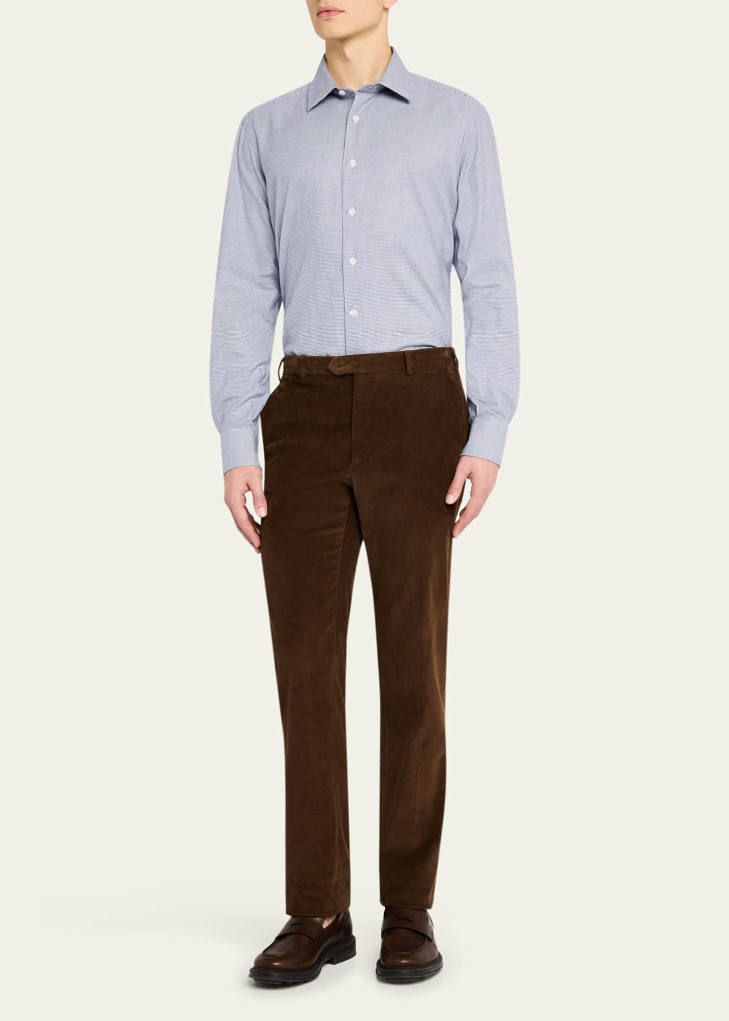 Anderson & Sheppard Men's Cotton Micro-Houndstooth Sport Shirt Image 2 of 5