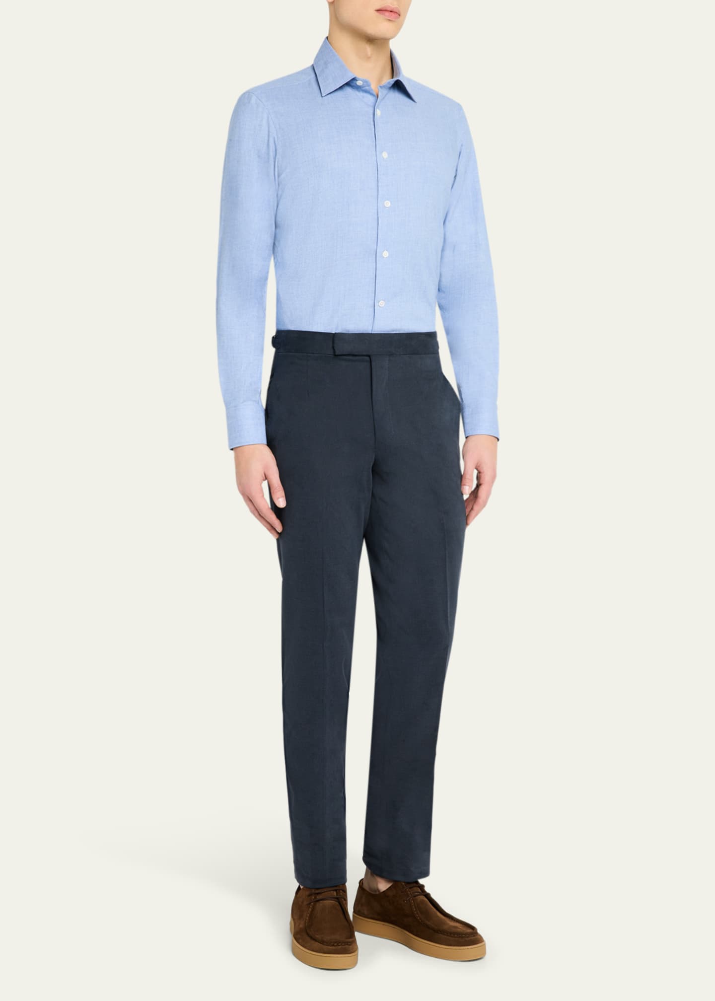 Anderson & Sheppard Men's Cotton and Cashmere Sport Shirt Image 2 of 5