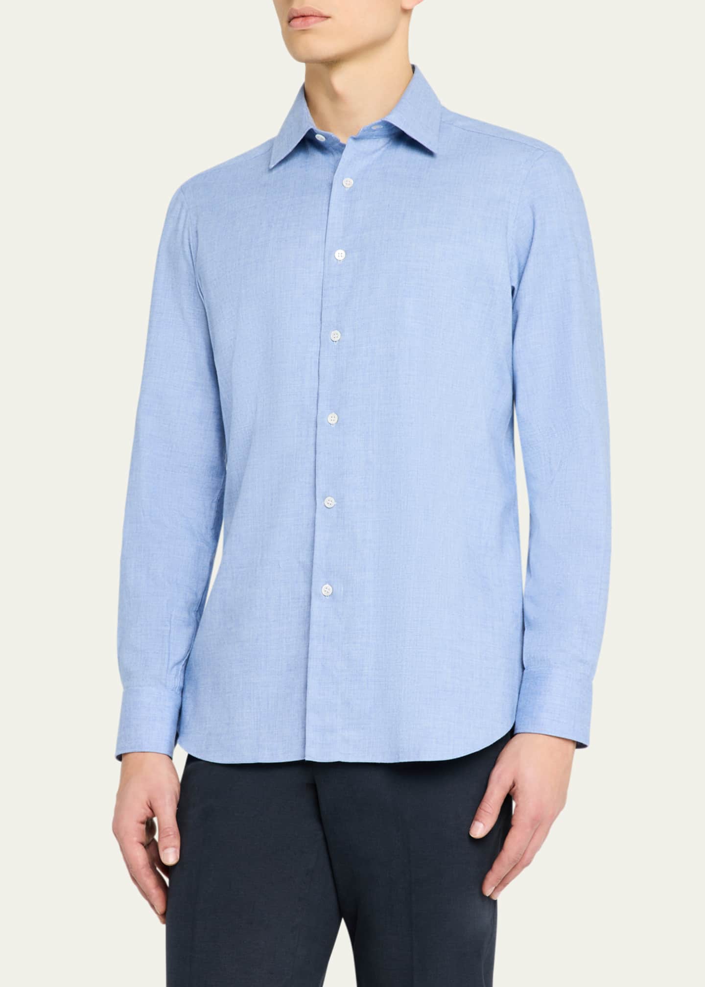 Anderson & Sheppard Men's Cotton and Cashmere Sport Shirt Image 4 of 5