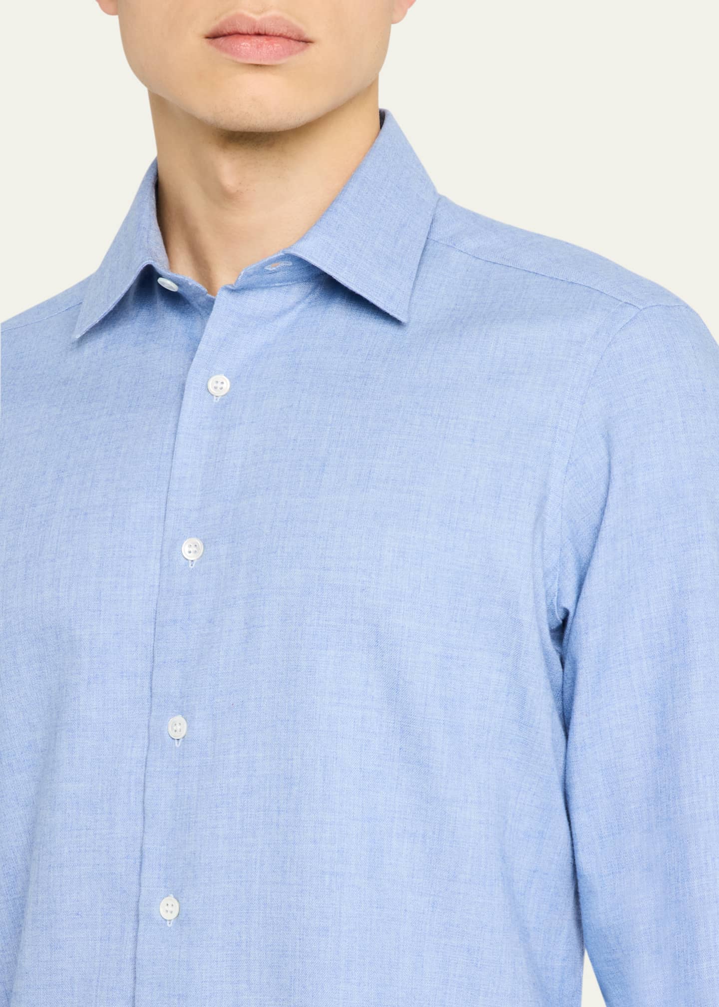Anderson & Sheppard Men's Cotton and Cashmere Sport Shirt Image 5 of 5