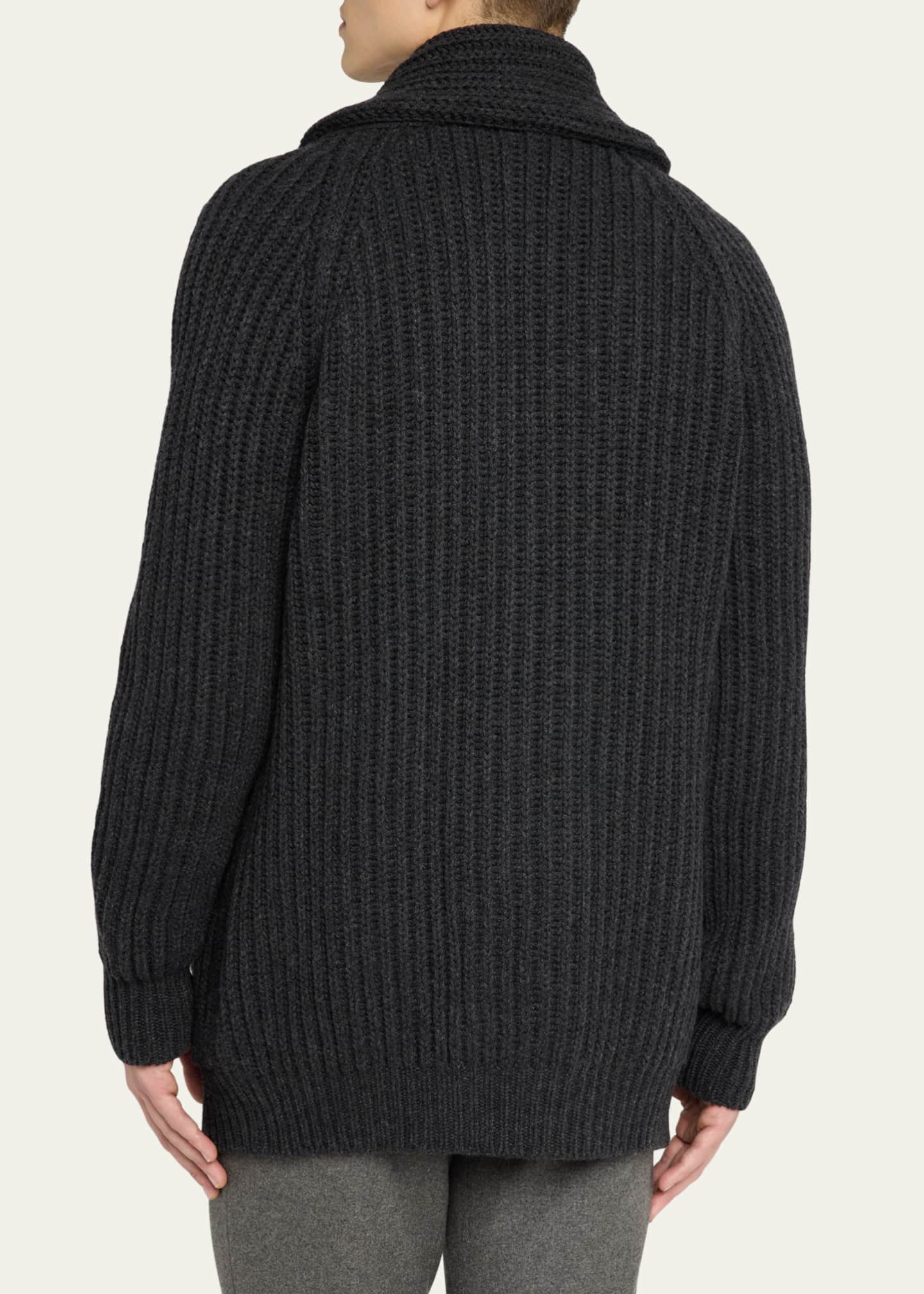Anderson & Sheppard Men's Rib-Knit Cashmere Cardigan Image 3 of 5