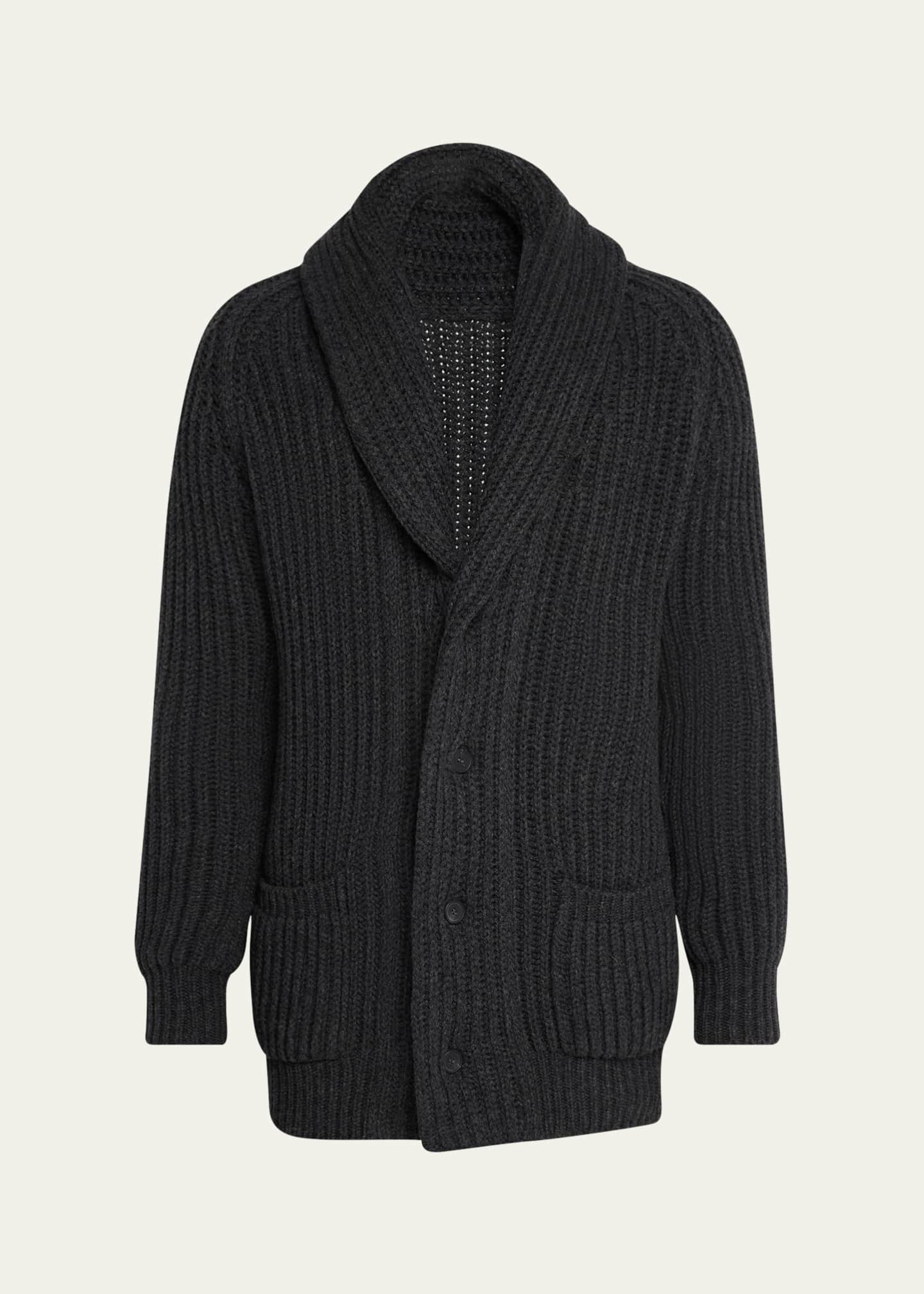 Anderson & Sheppard Men's Rib-Knit Cashmere Cardigan Image 1 of 5