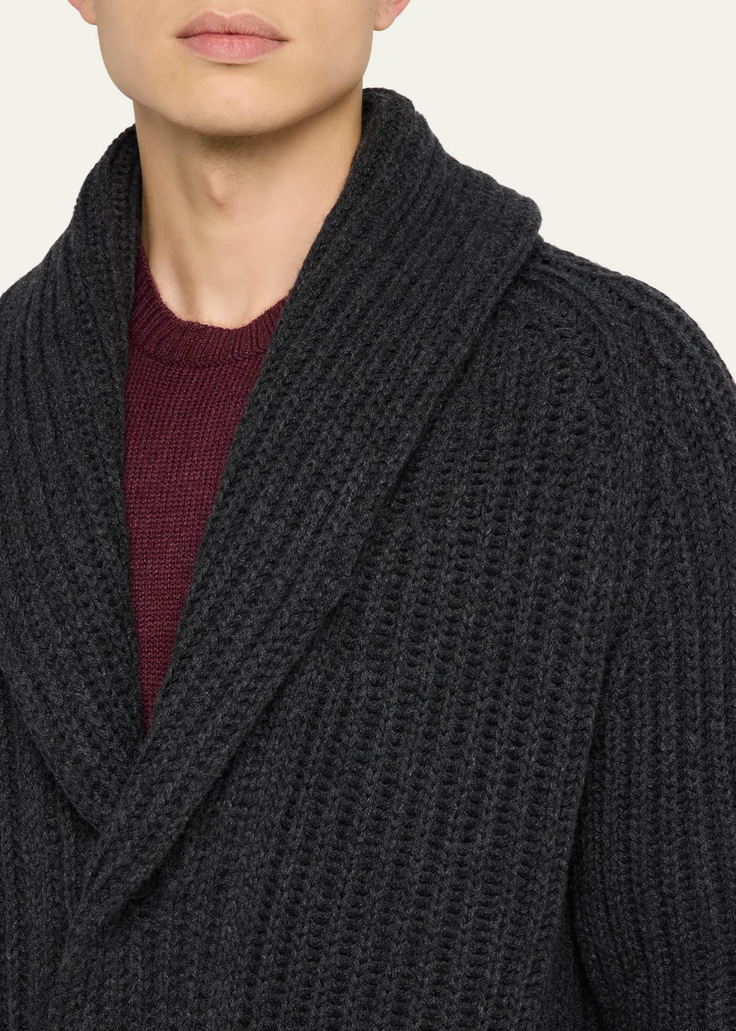 Anderson & Sheppard Men's Rib-Knit Cashmere Cardigan Image 5 of 5