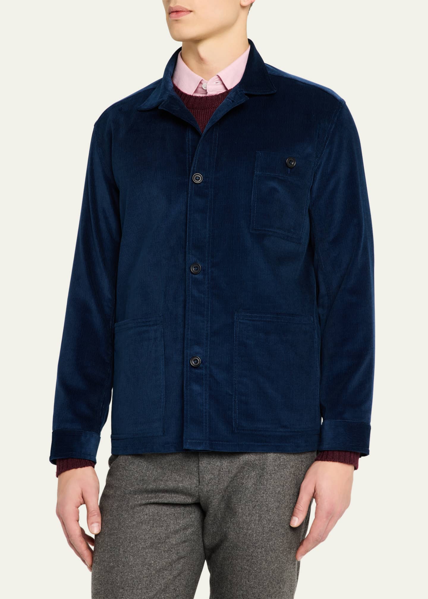 Anderson & Sheppard Men's Cotton and Cashmere Corduroy Shirt Jacket Image 4 of 5