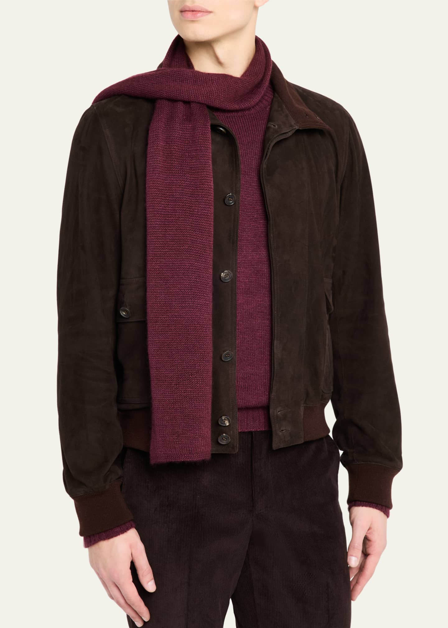 Anderson & Sheppard Men's Muskox Knitted Scarf Image 3 of 5
