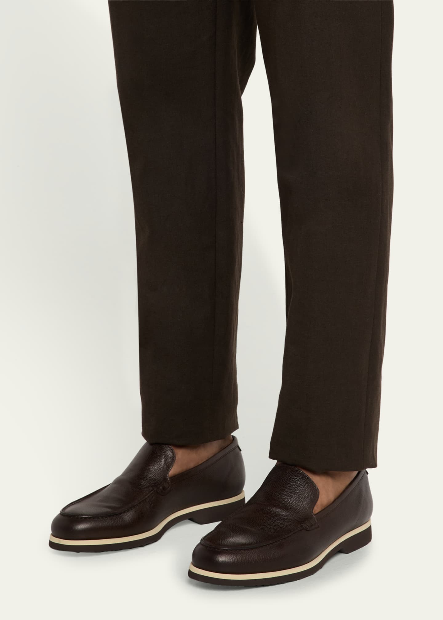 Bergdorf Goodman Men's Grained Leather EVA-Sole Venetian Loafers Image 2 of 6