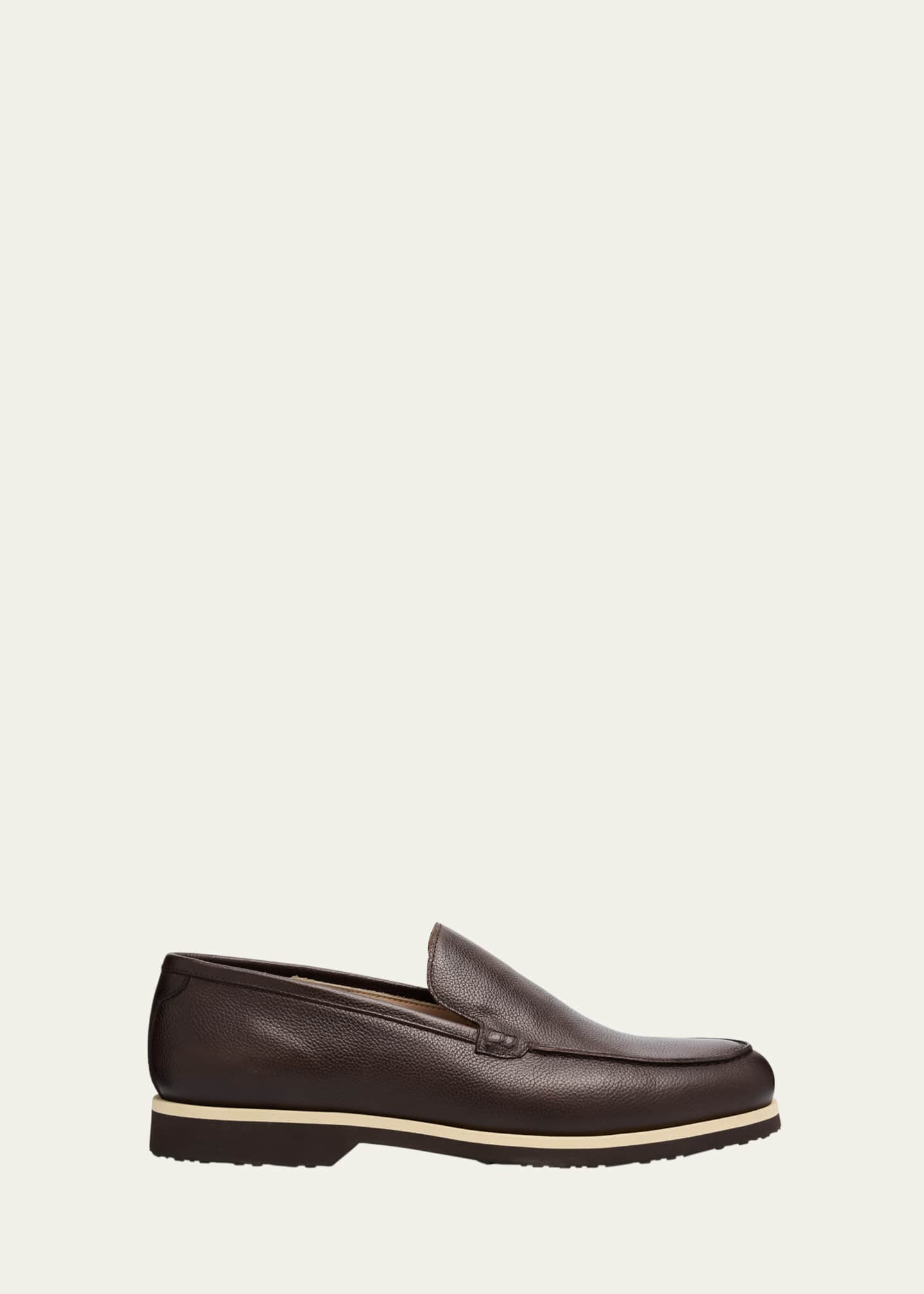 Bergdorf Goodman Men's Grained Leather EVA-Sole Venetian Loafers Image 1 of 6
