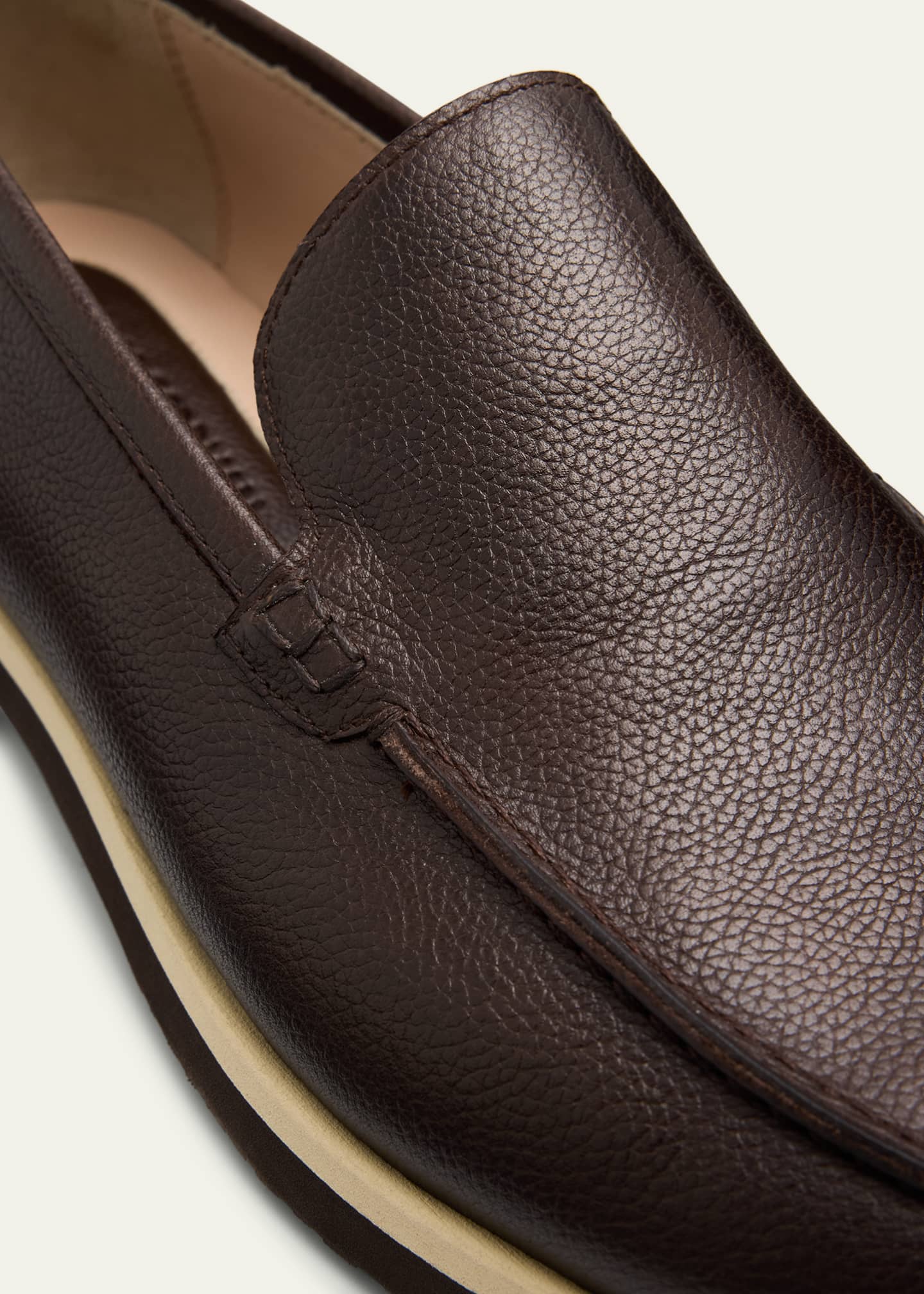 Bergdorf Goodman Men's Grained Leather EVA-Sole Venetian Loafers Image 5 of 6
