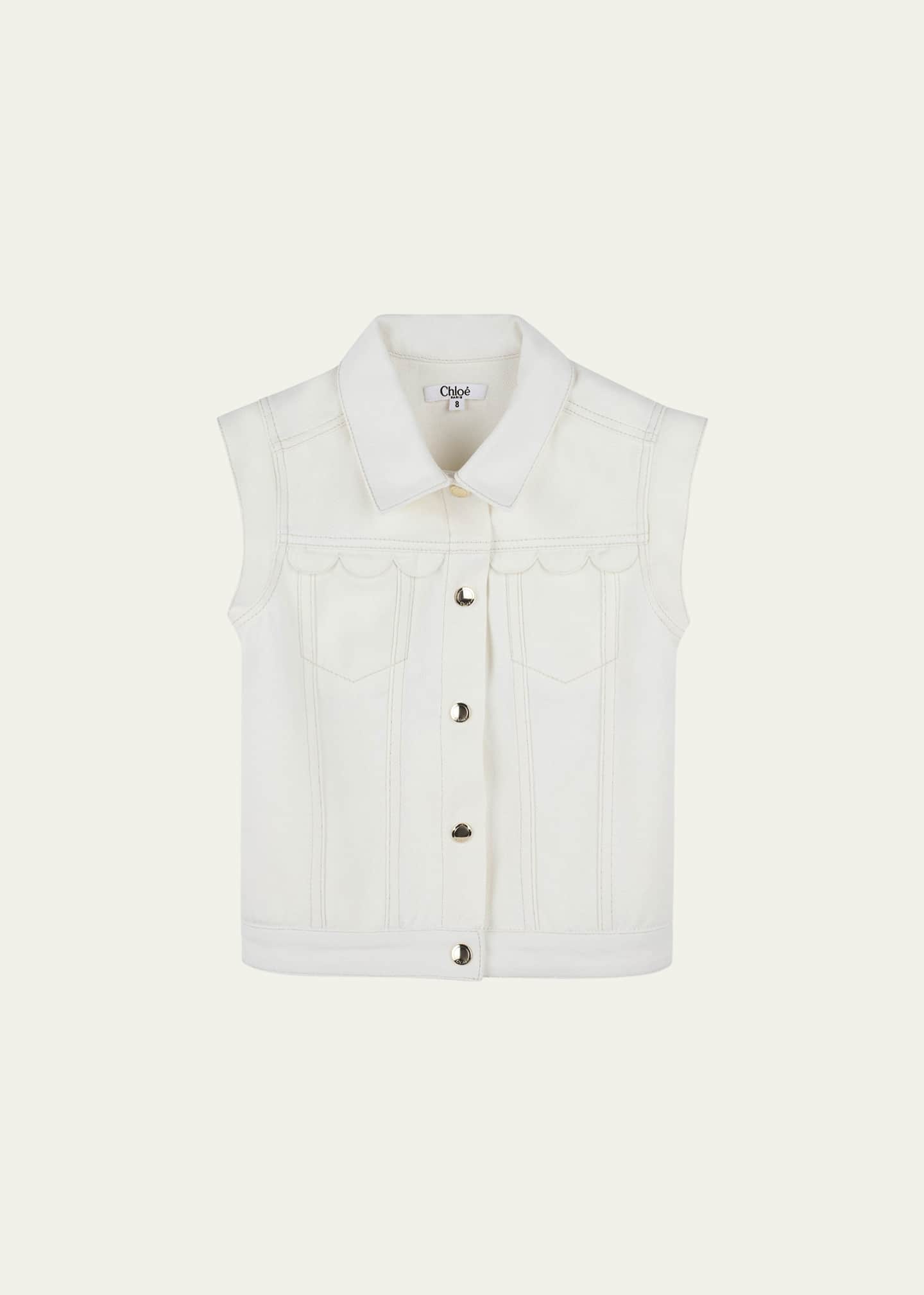 Chloe Girl's Denim Sleeveless Waistcoat, Size 8-14 Image 1 of 2