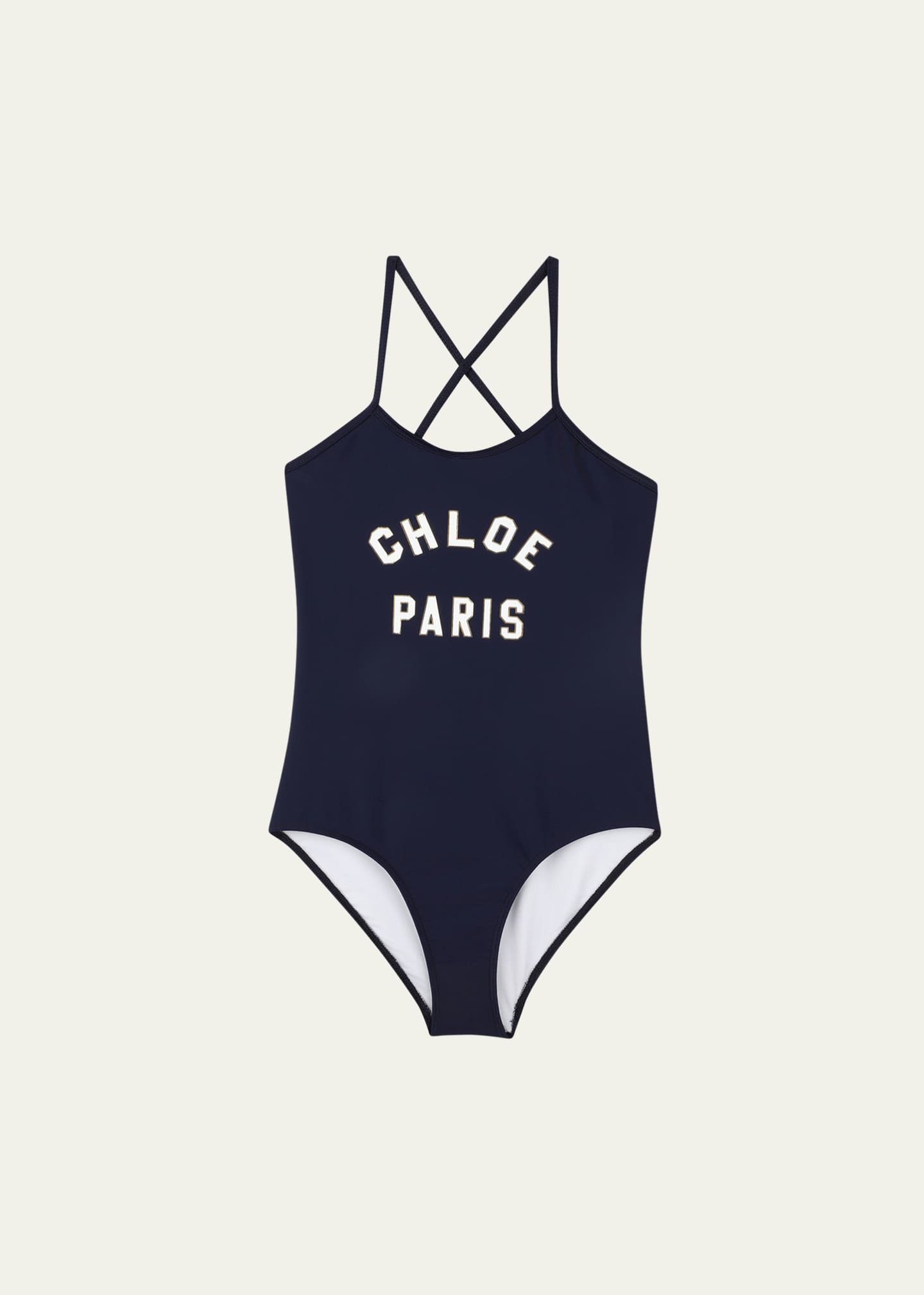 Chloe Girl's One Piece Logo-Print Swimsuit, Size 8-14 Image 1 of 3