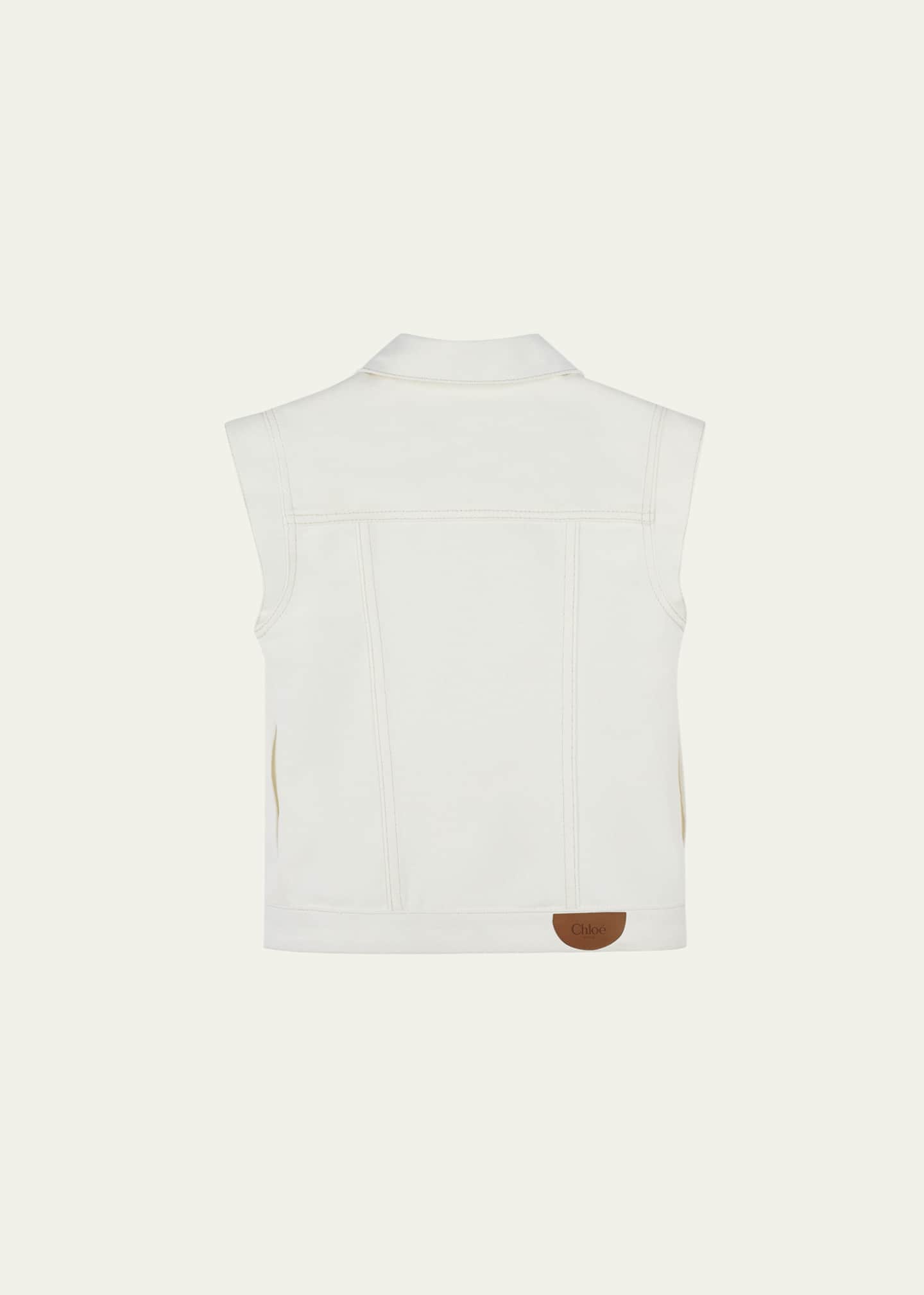 Chloe Girl's Denim Sleeveless Waistcoat, Size 4-6 Image 2 of 2
