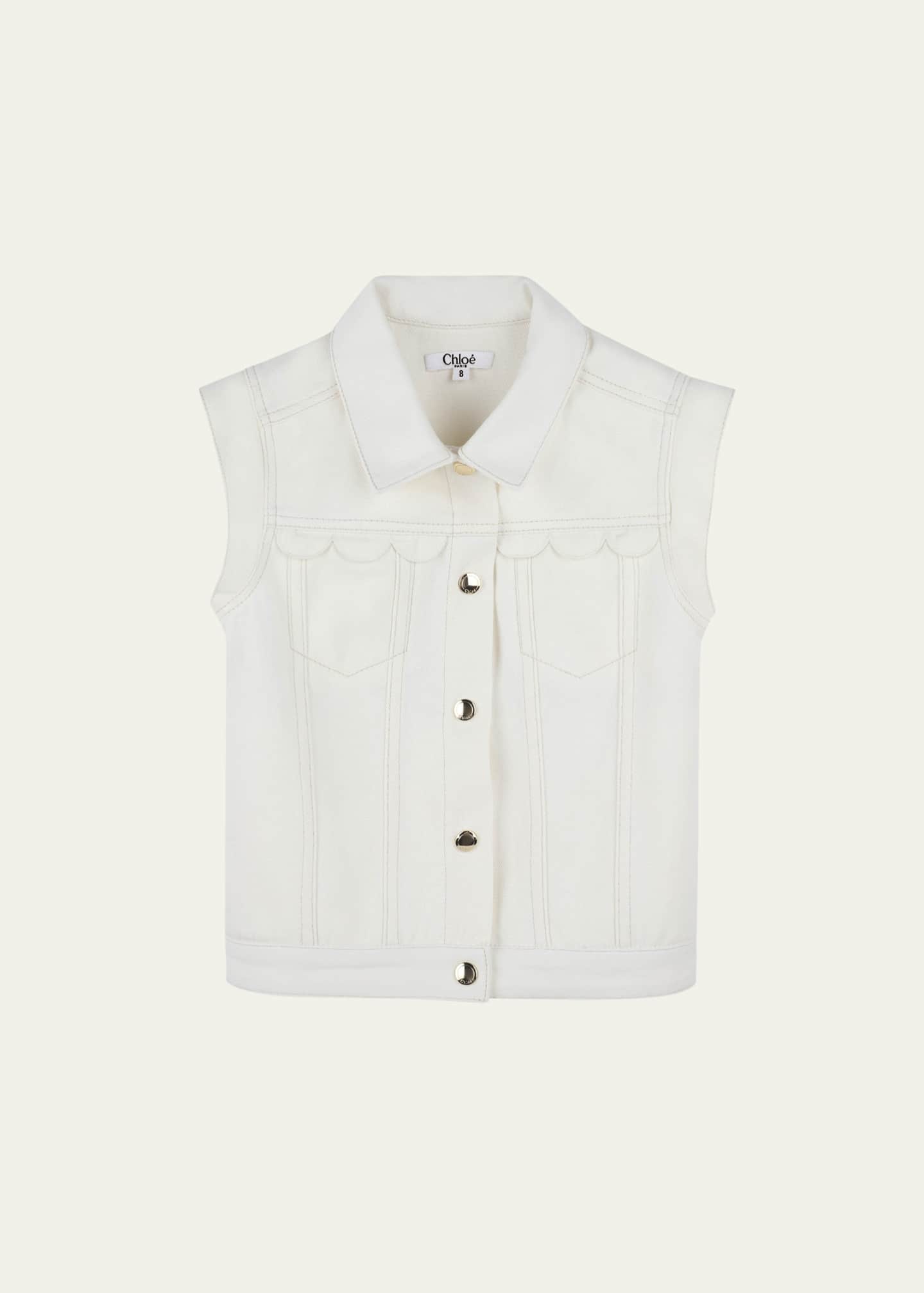 Chloe Girl's Denim Sleeveless Waistcoat, Size 4-6 Image 1 of 2