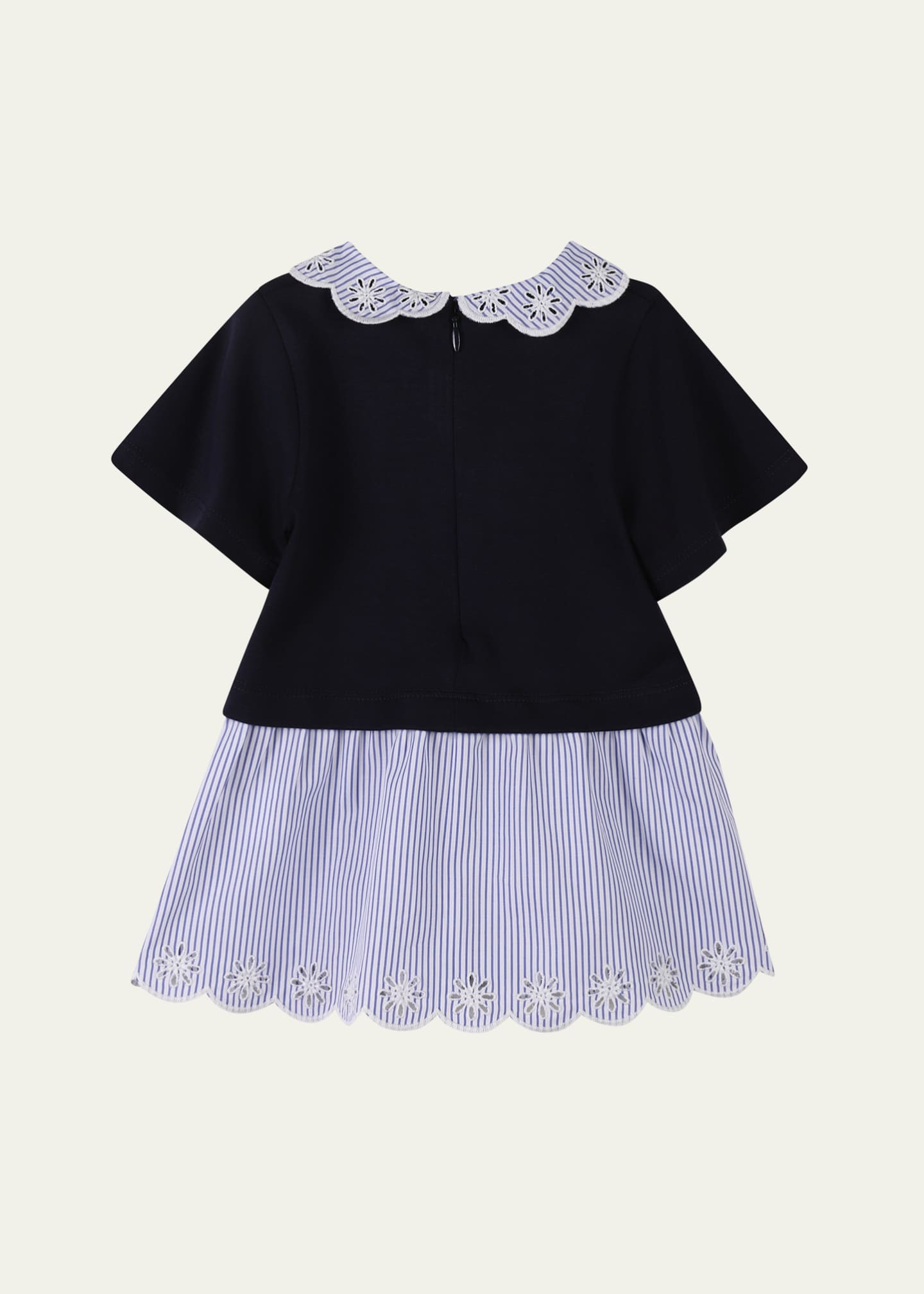 Chloe Girl's Short-Sleeve Embroidered Combo Dress, Size 12M-3 Image 2 of 2