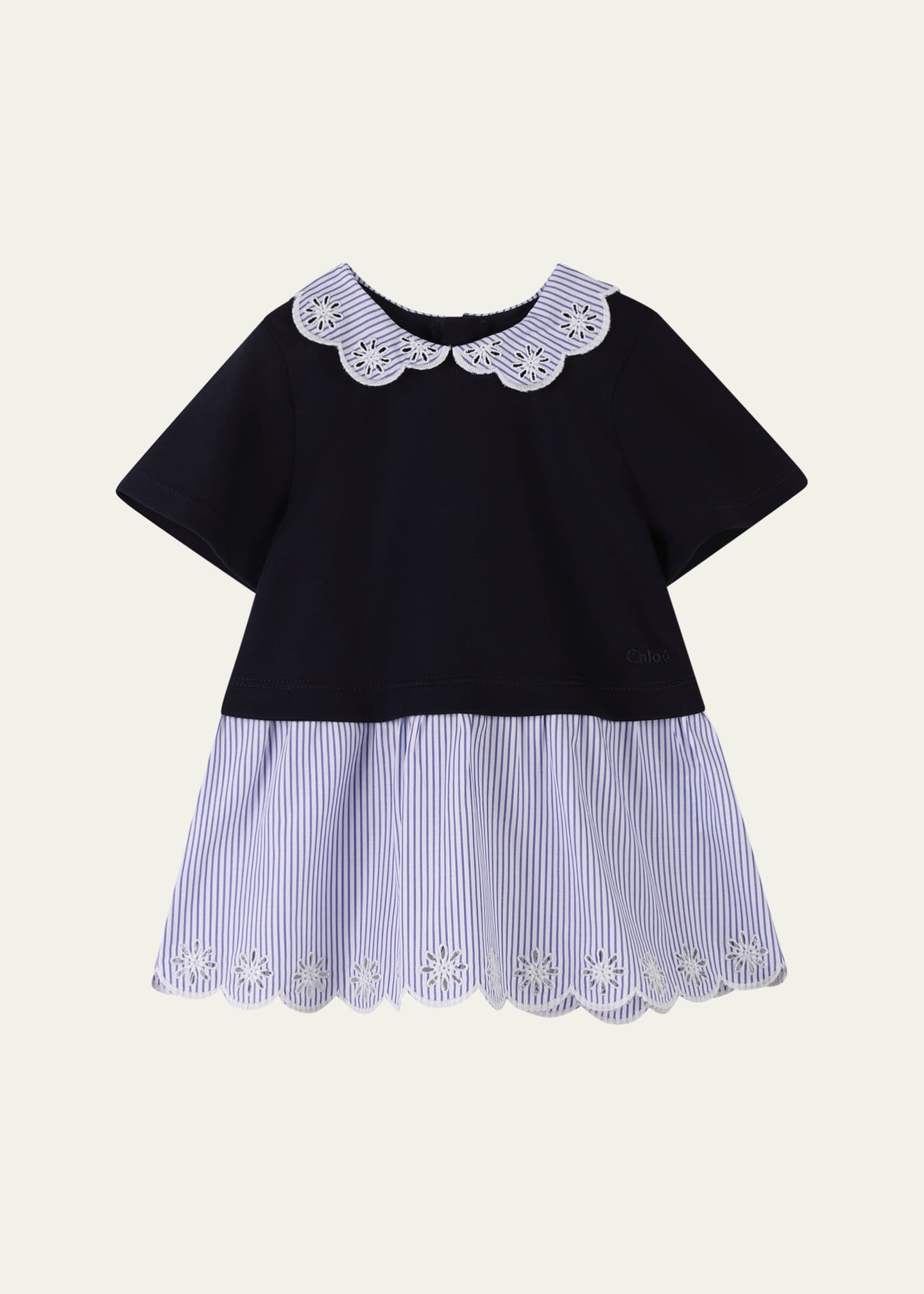 Chloe Girl's Short-Sleeve Embroidered Combo Dress, Size 12M-3 Image 1 of 2