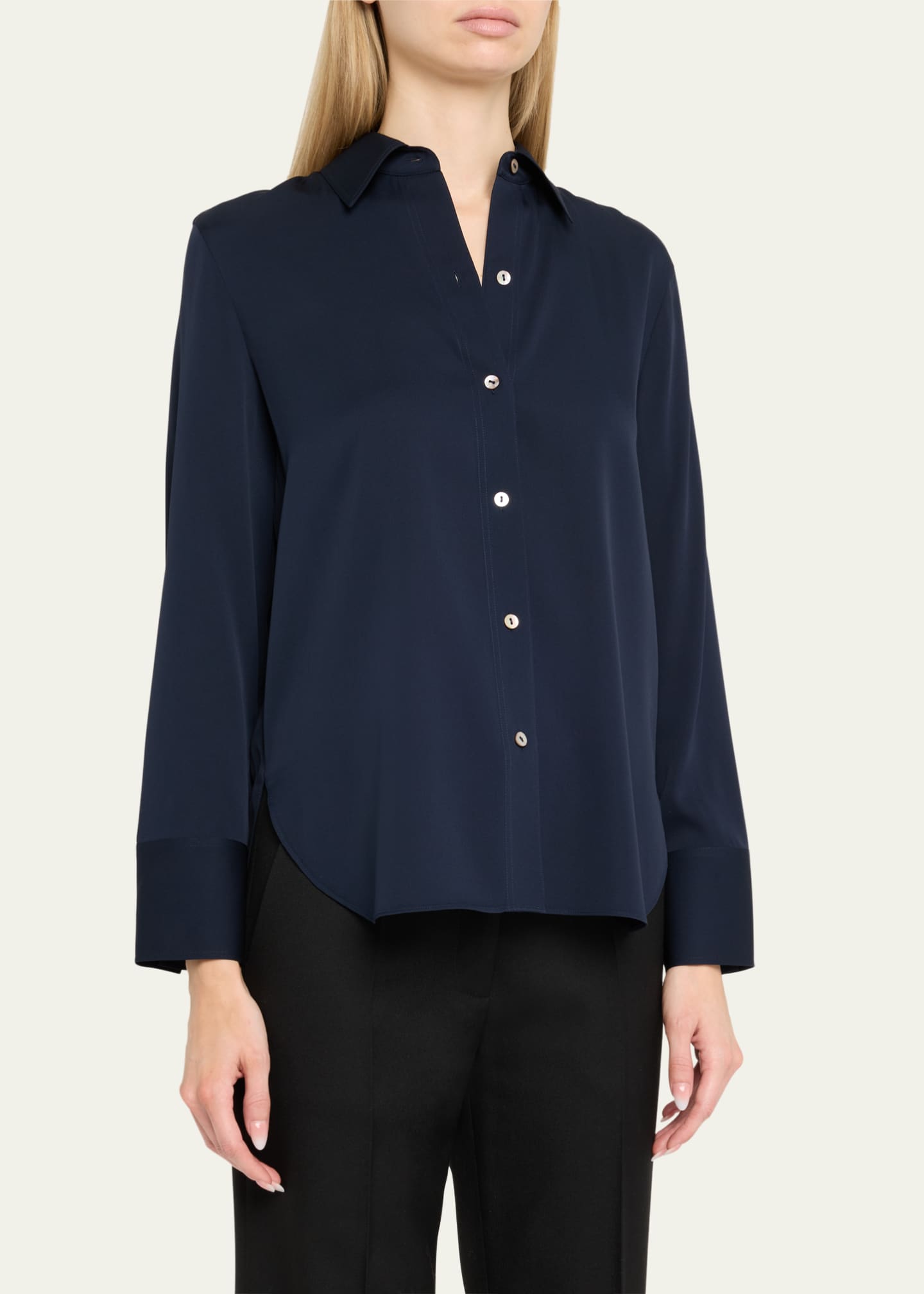 Vince Classic Button-Front Blouse Image 4 of 5