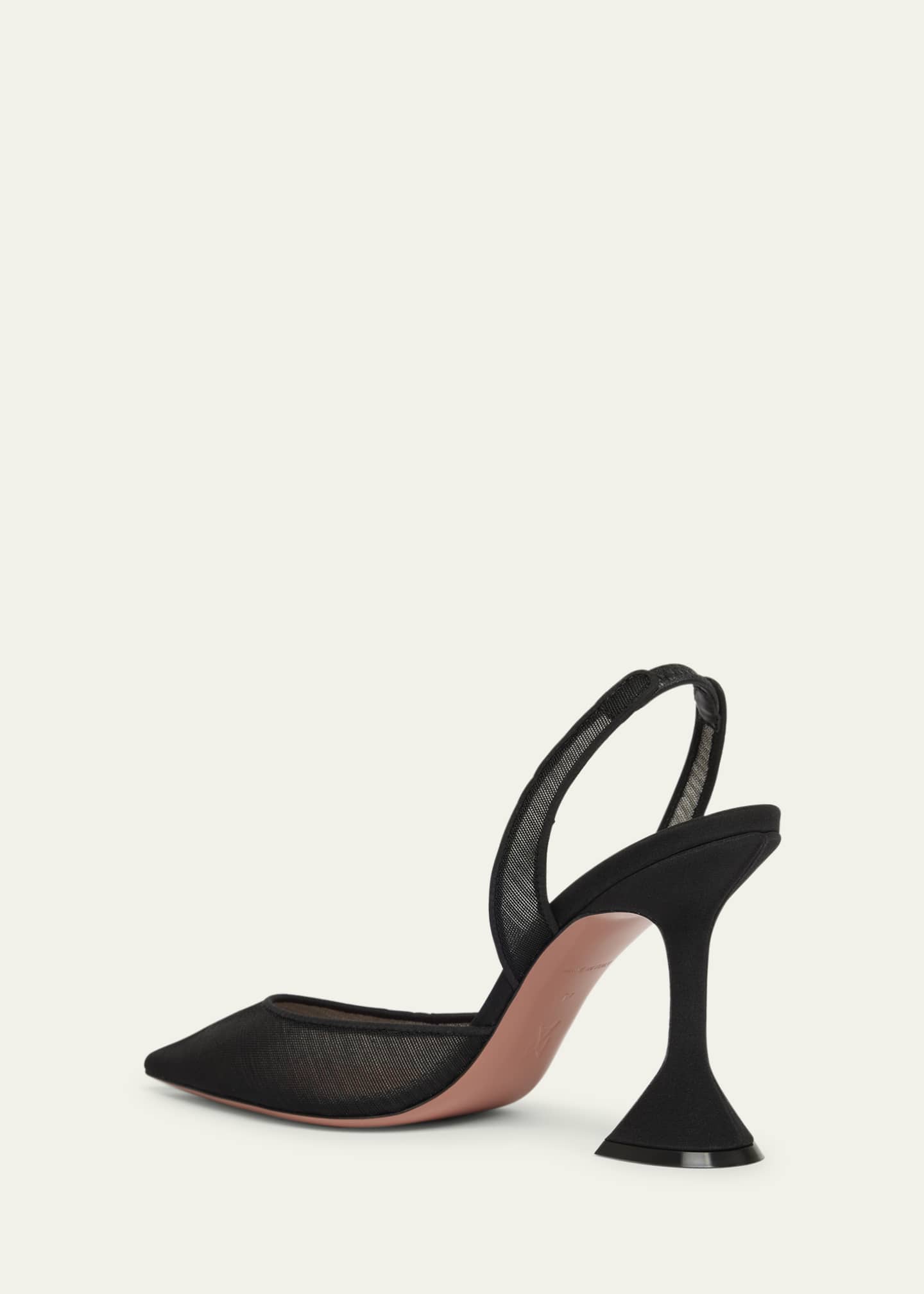Amina Muaddi Holli Pointed Mesh Slingback Pumps Image 2 of 4