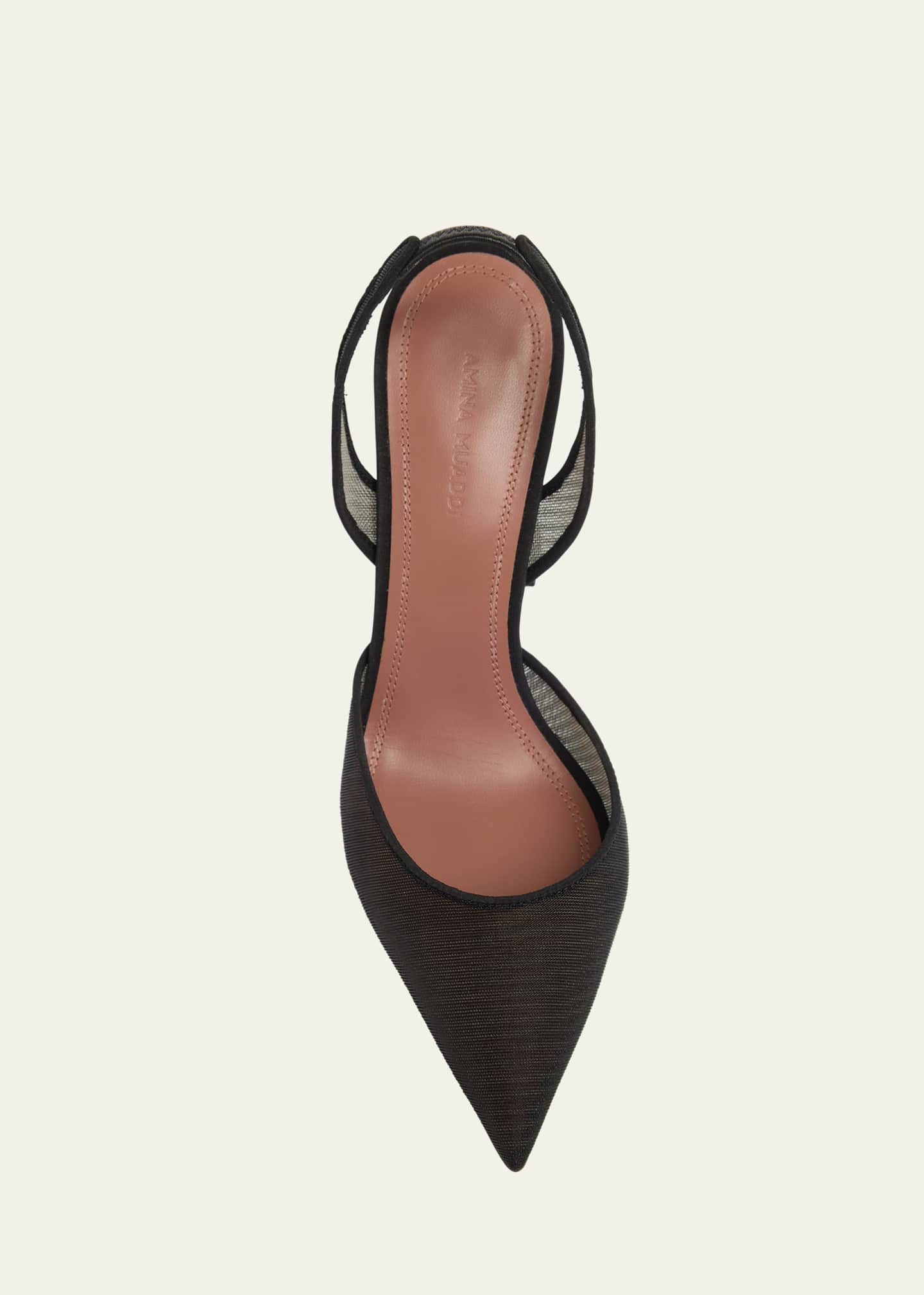 Amina Muaddi Holli Pointed Mesh Slingback Pumps Image 4 of 4