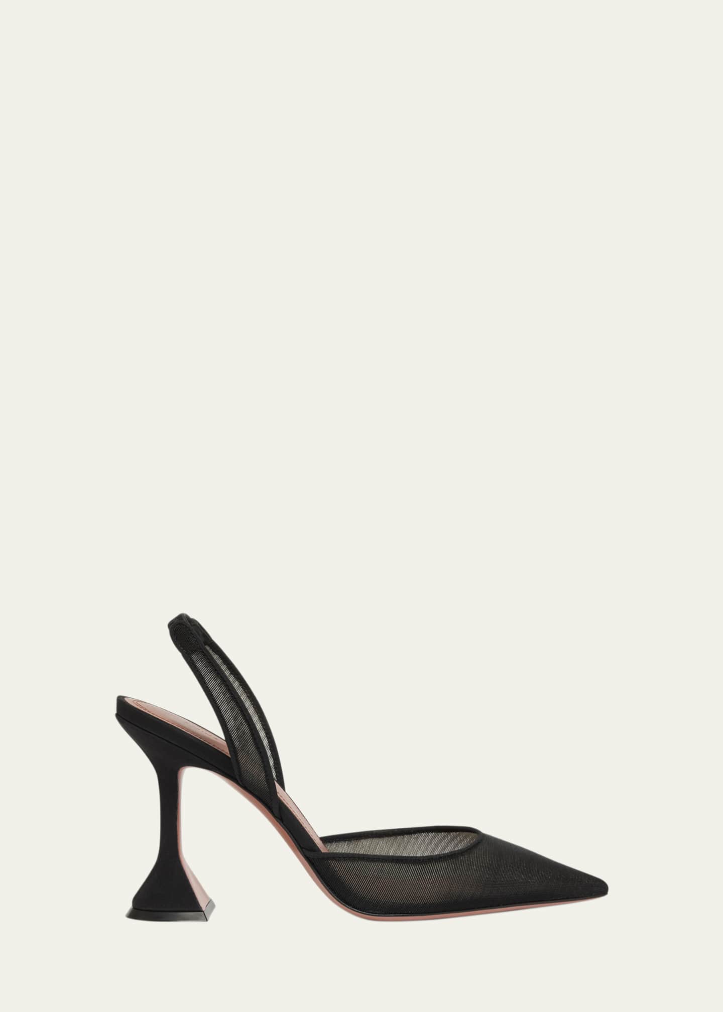 Amina Muaddi Holli Pointed Mesh Slingback Pumps Image 1 of 4