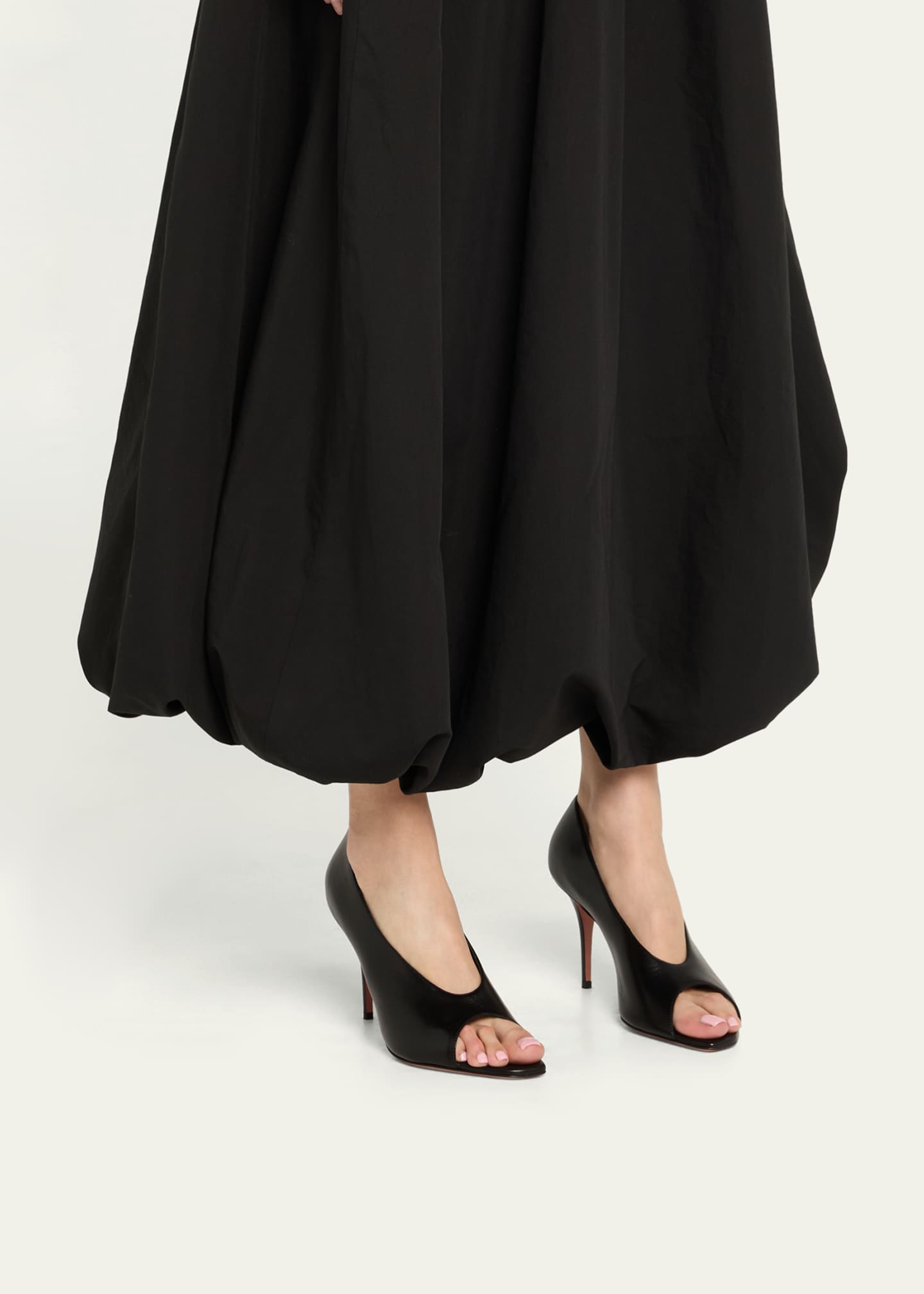 Amina Muaddi Julianne Peep-Toe Leather Pumps - Bergdorf Goodman