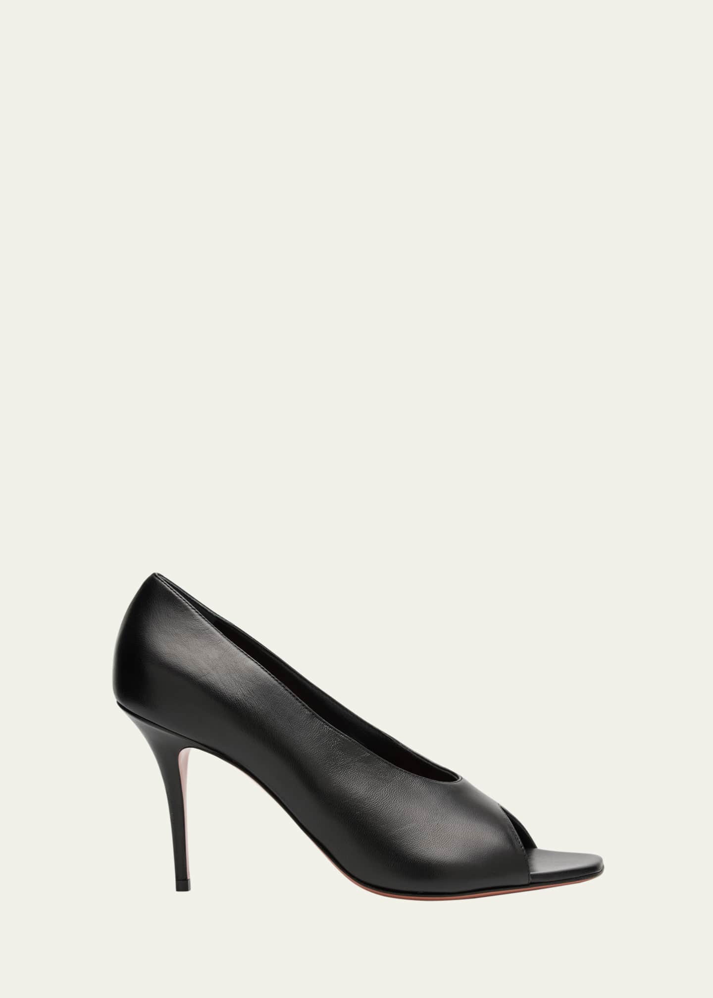 Amina Muaddi Julianne Peep-Toe Leather Pumps - Bergdorf Goodman