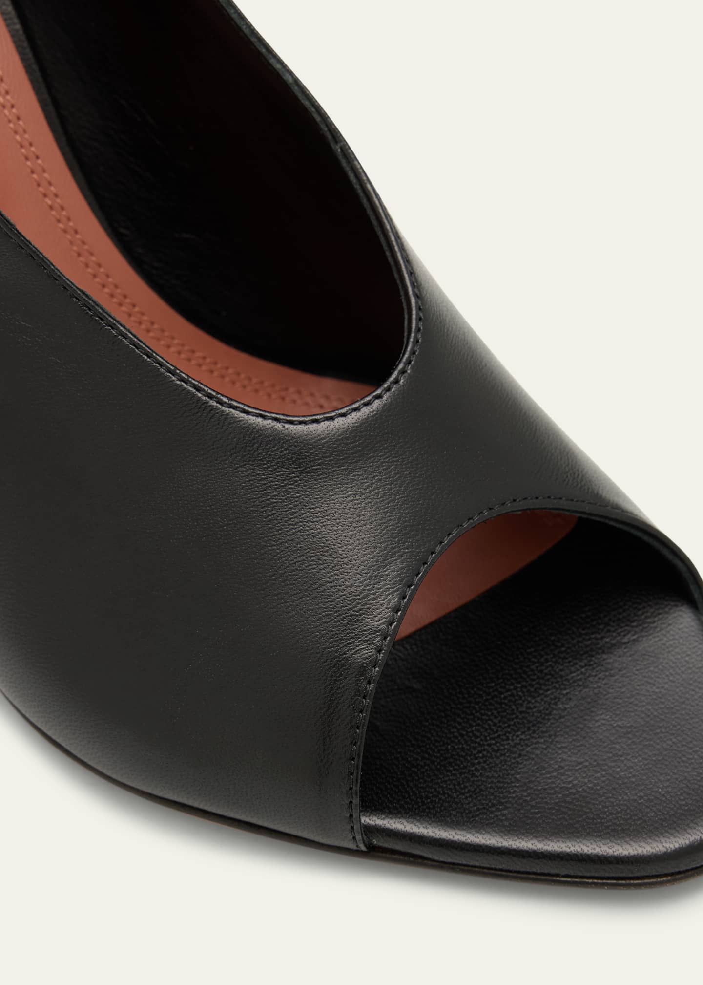 Amina Muaddi Julianne Peep-Toe Leather Pumps - Bergdorf Goodman